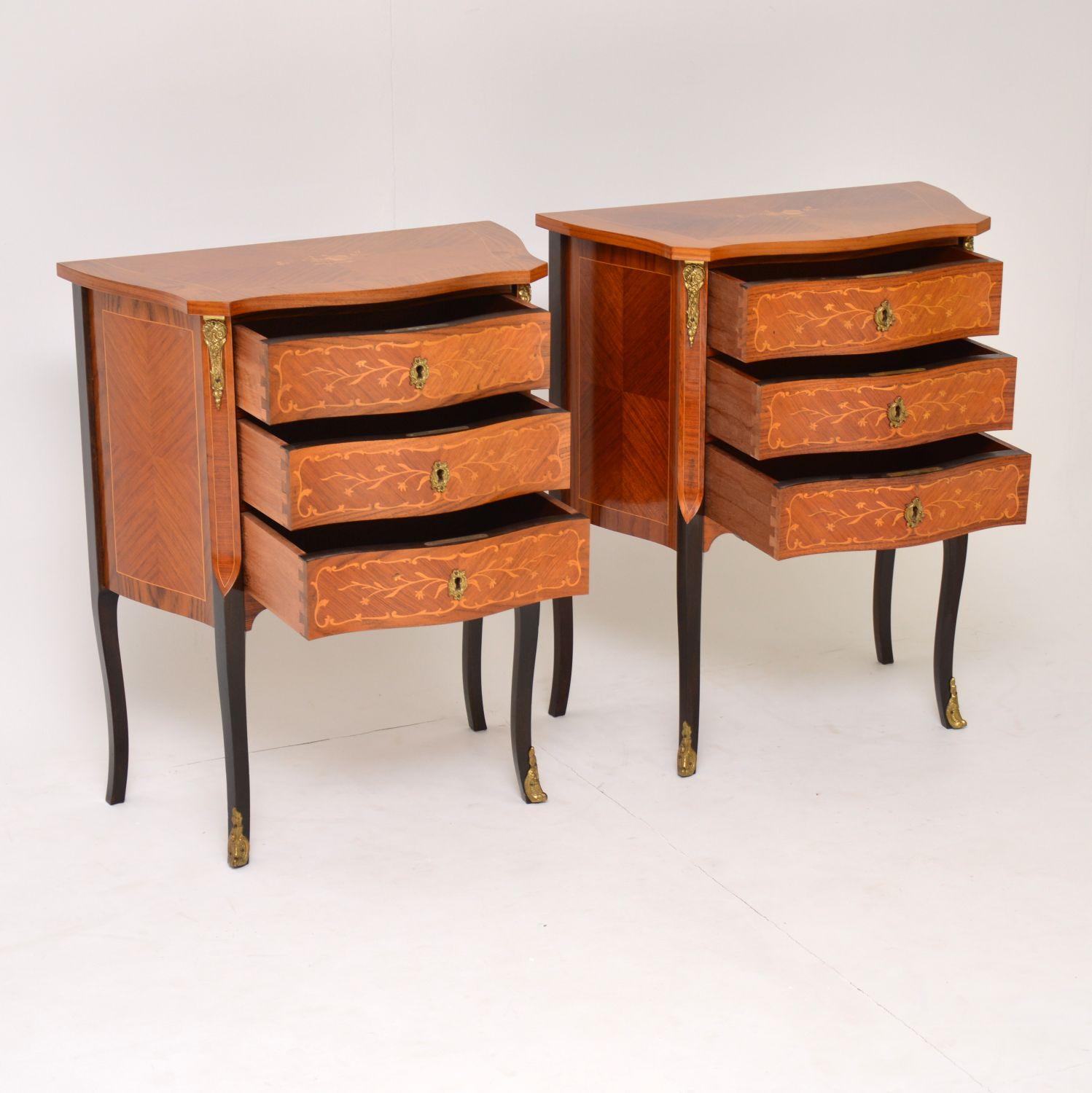 Pair of Antique French Inlaid Kingwood Chests 1