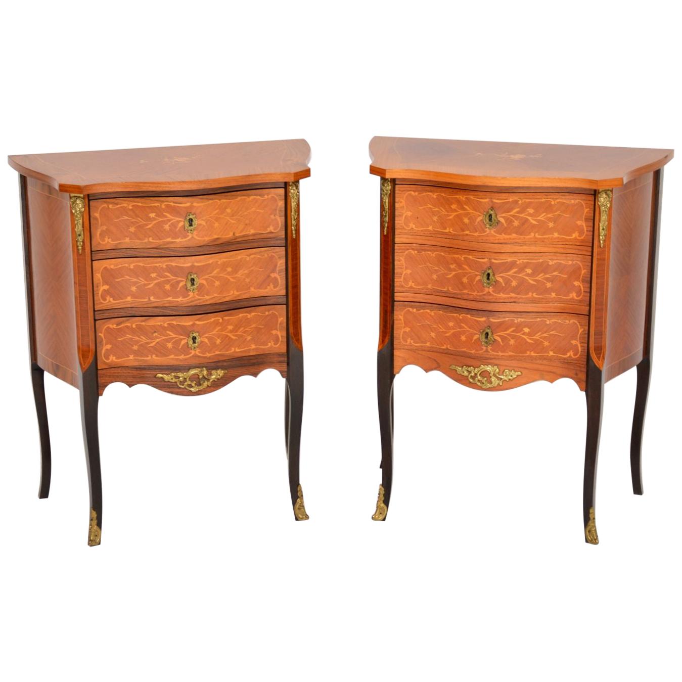 Pair of Antique French Inlaid Kingwood Chests