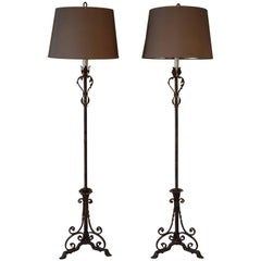 Pair of Antique French Iron Floor Lamps