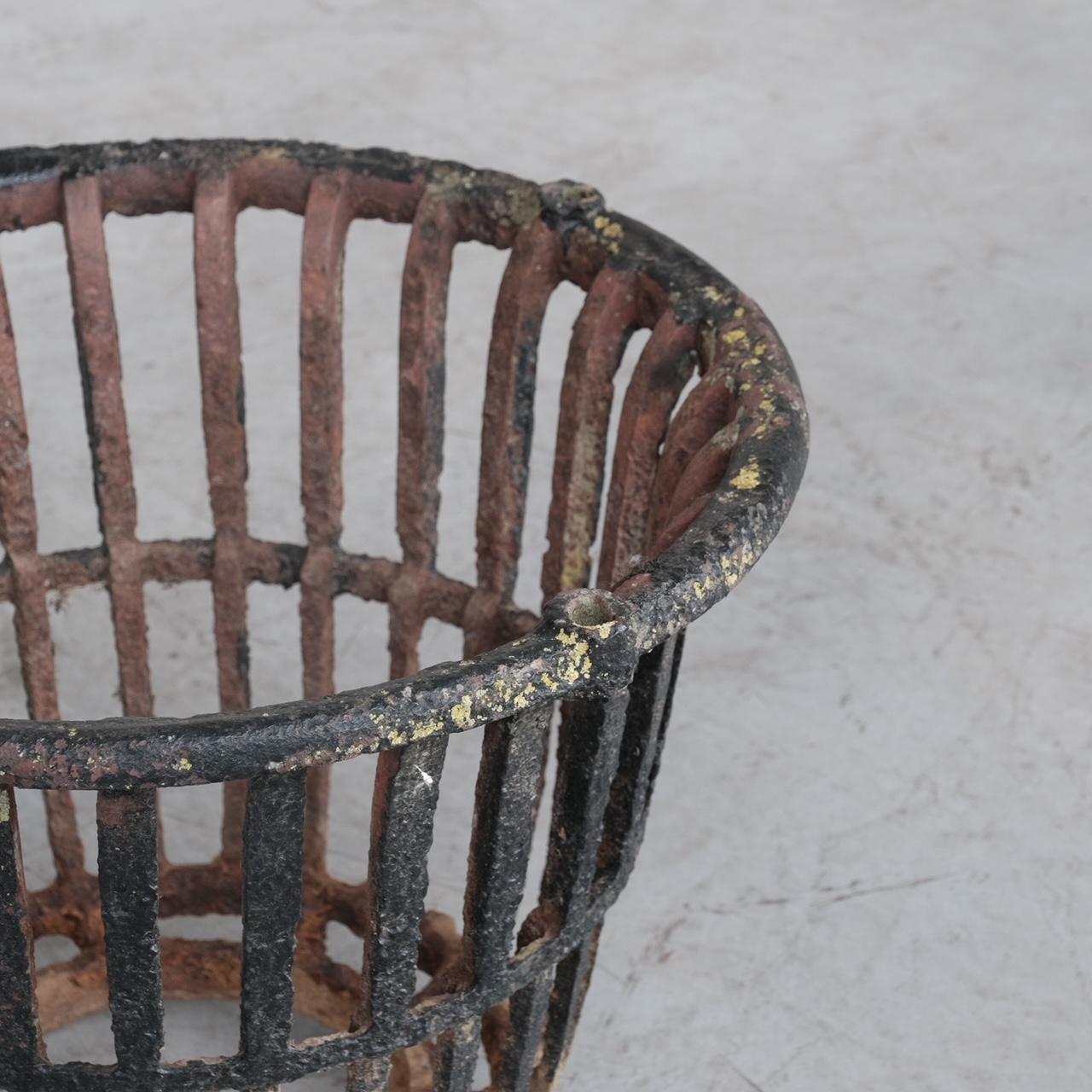 Pair of Antique French Iron Log Baskets In Fair Condition For Sale In London, GB