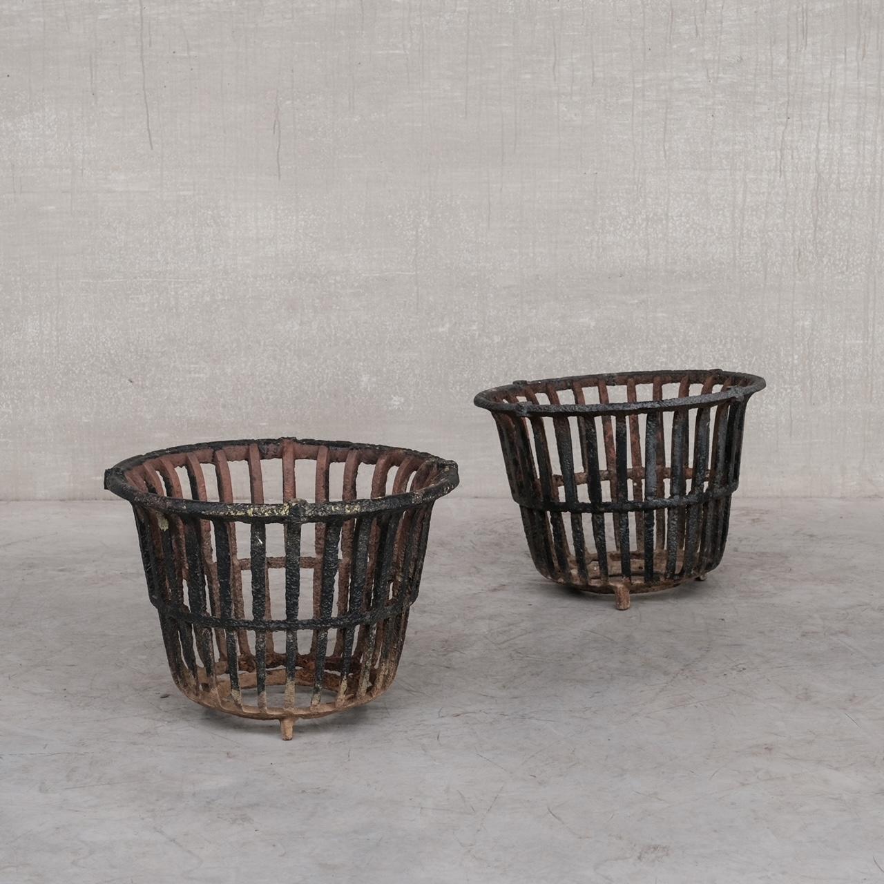 Pair of Antique French Iron Log Baskets For Sale 2