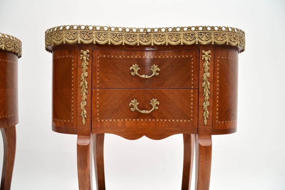 Pair of Antique French Kidney Shaped Marble Top Side Tables 5