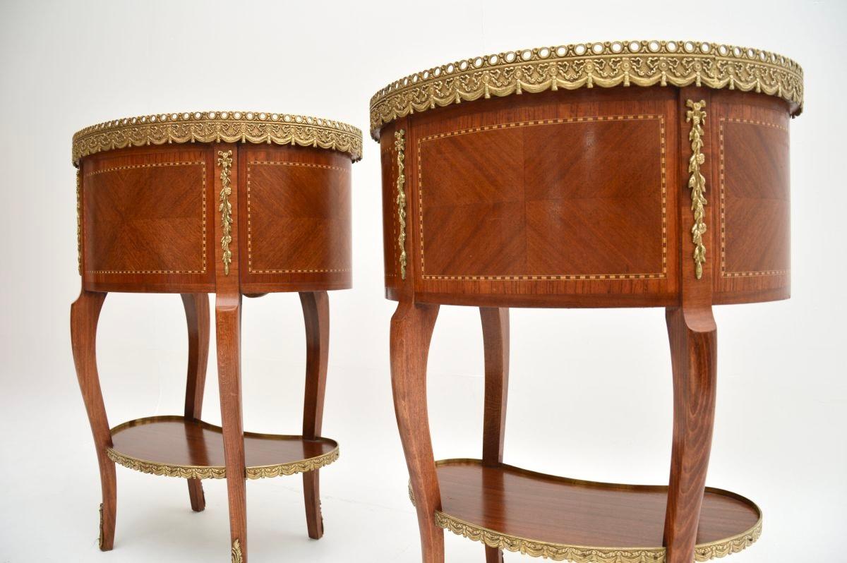 Pair of Antique French Kidney Shaped Marble Top Side Tables 1
