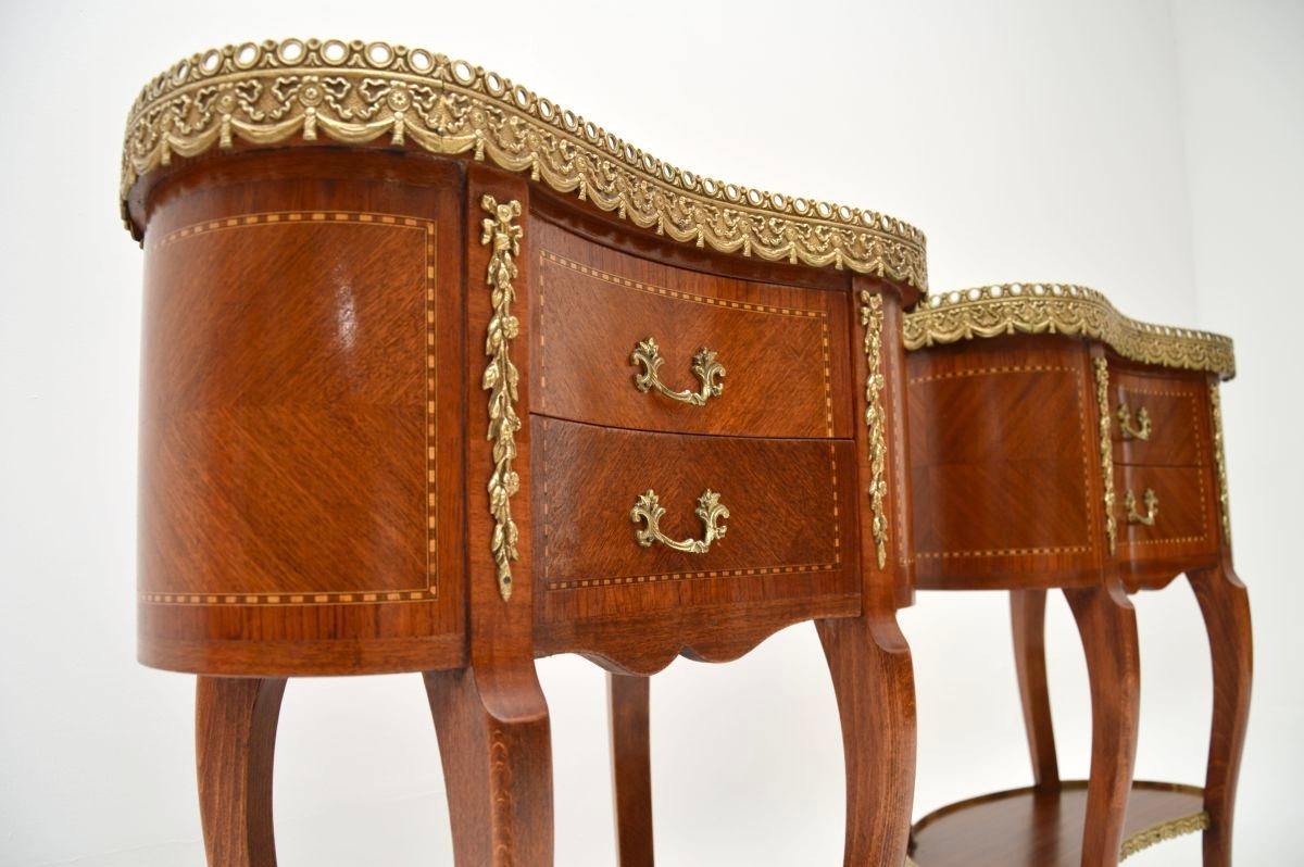 Pair of Antique French Kidney Shaped Marble Top Side Tables 2