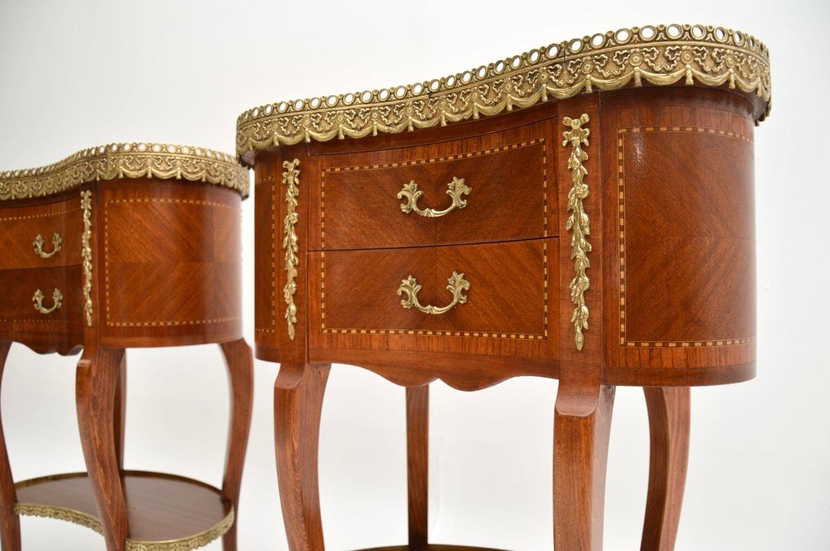Pair of Antique French Kidney Shaped Marble Top Side Tables 3