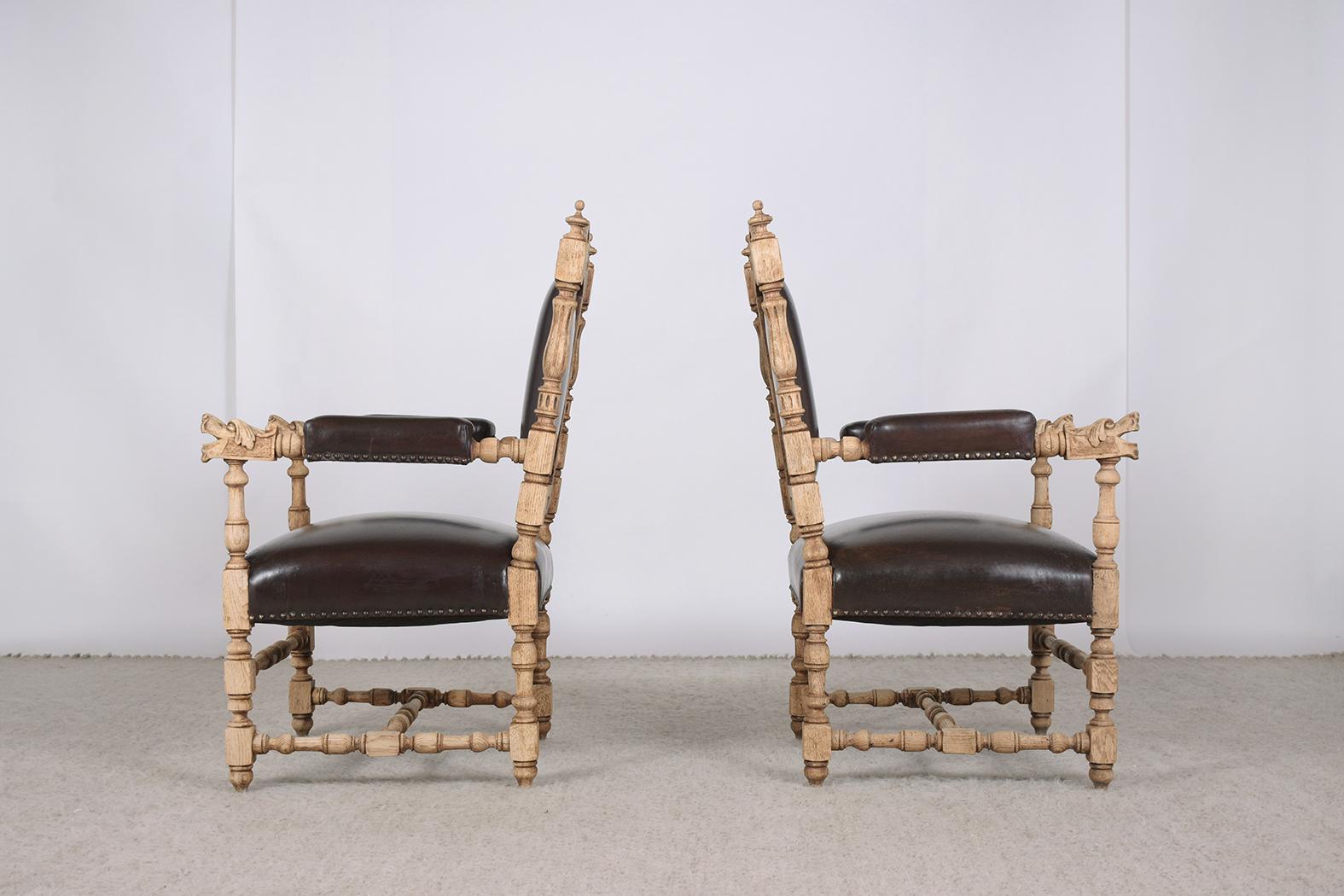 19th Century French Leather Armchairs 4