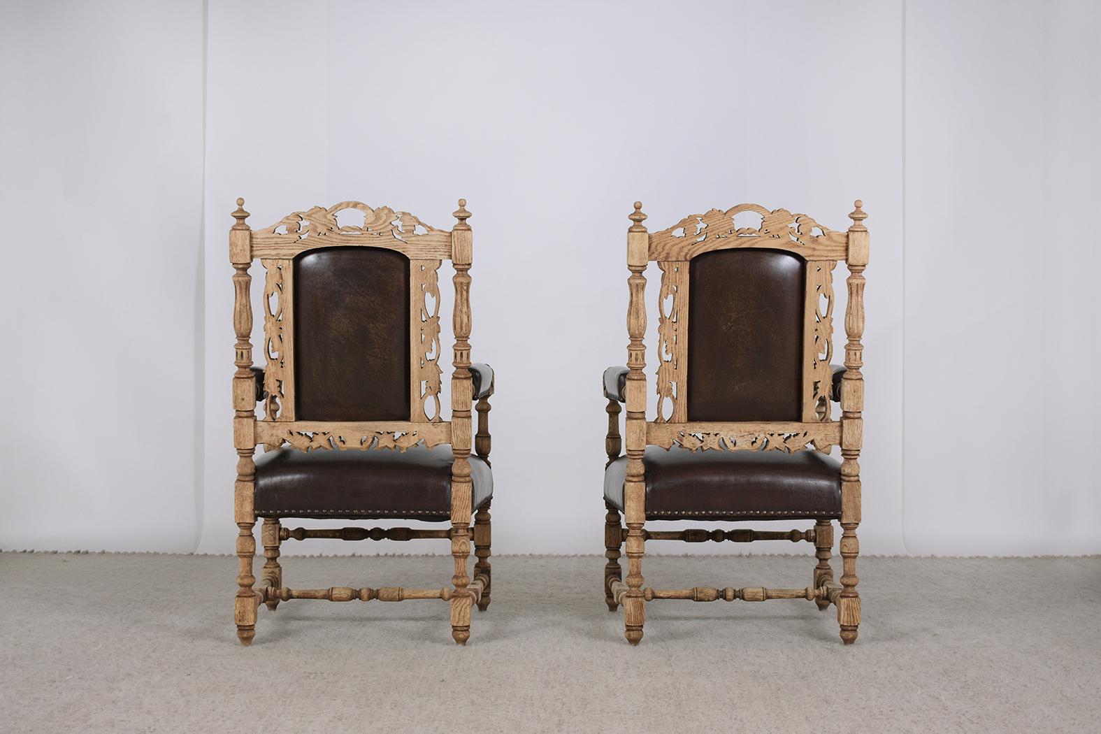 19th Century French Leather Armchairs 5
