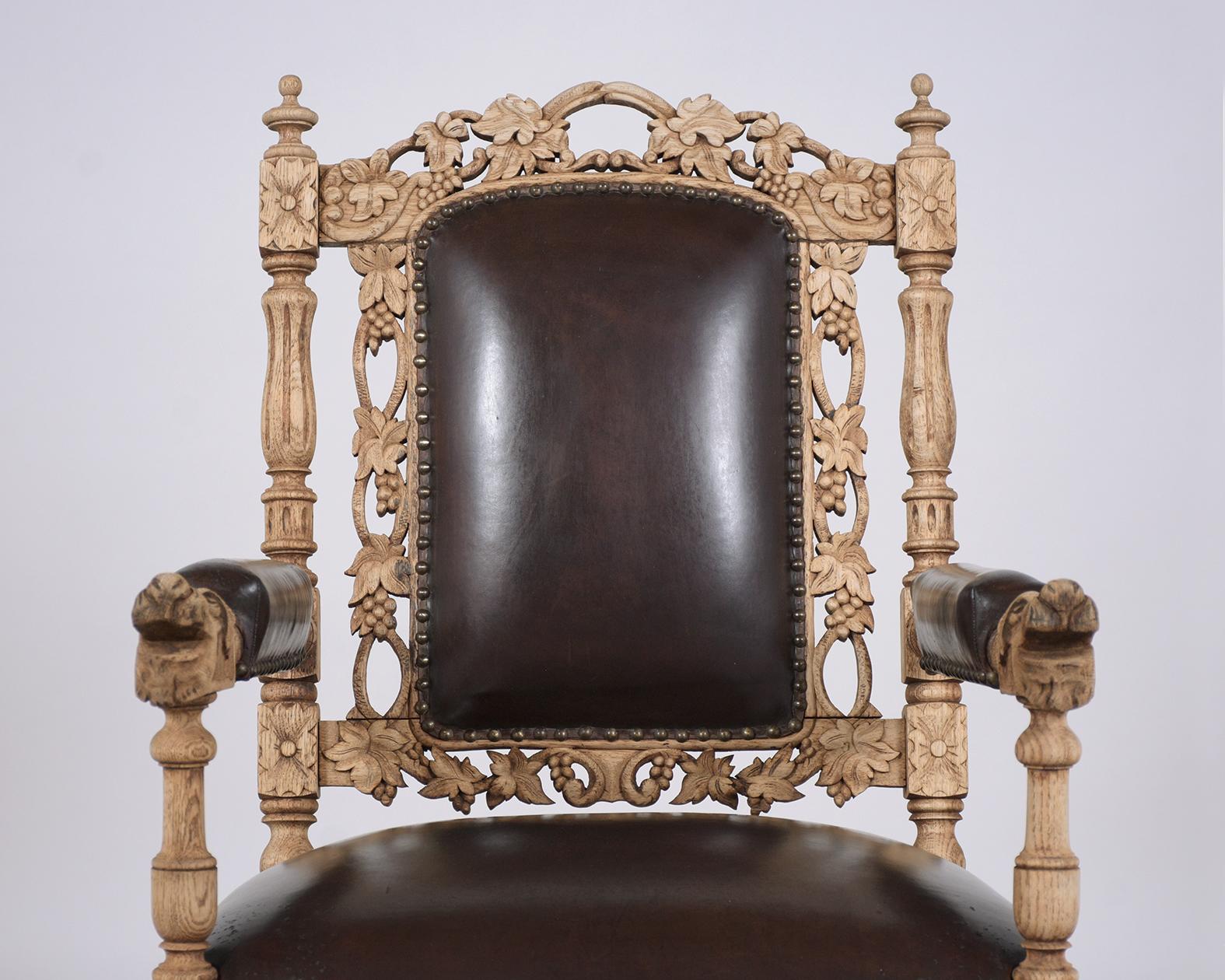 Bleached 19th Century French Leather Armchairs