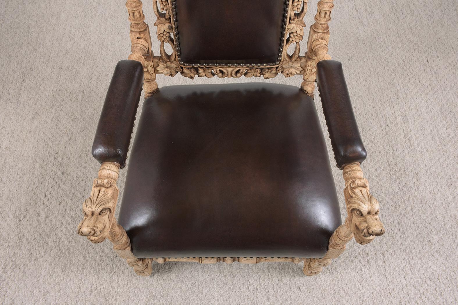 19th Century French Leather Armchairs In Good Condition In Los Angeles, CA