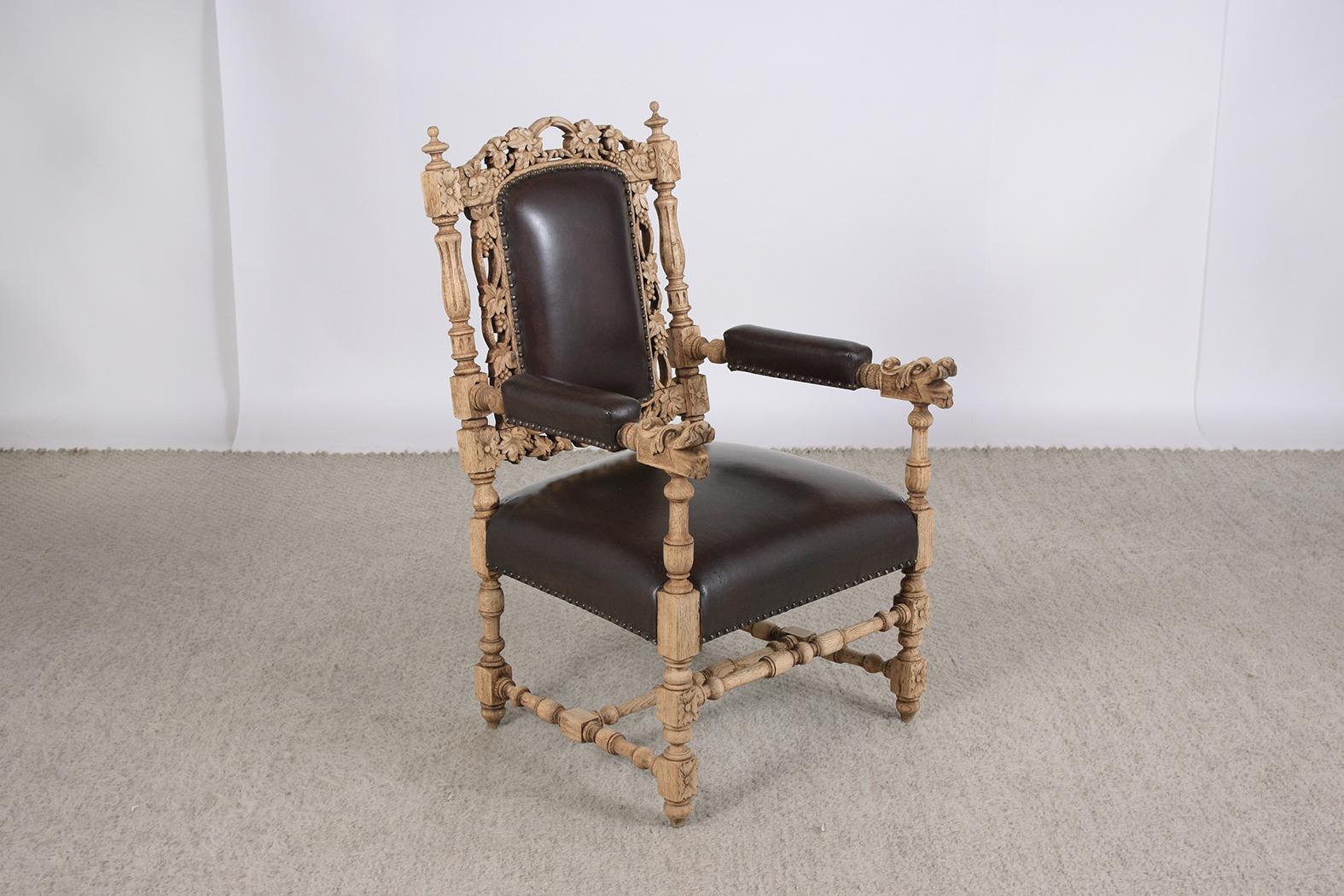 19th Century French Leather Armchairs 1