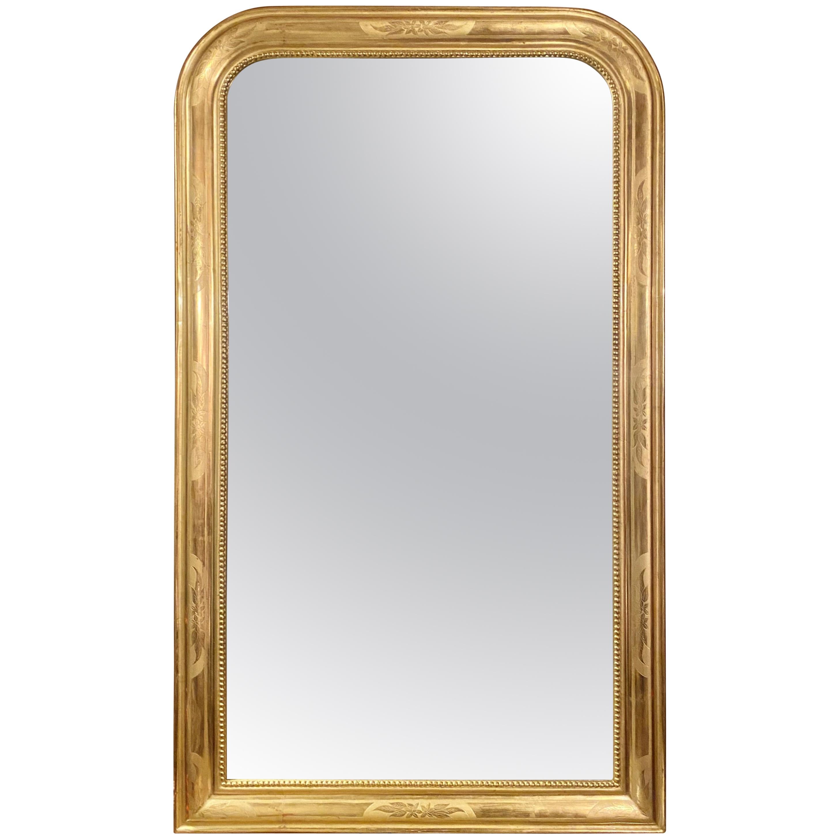 Pair of Antique French Louis Philippe Gold Leaf Mirrors, circa 1890