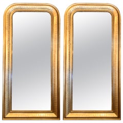 Pair of Antique French Louis Philippe Style Gold-Leaf Mirrors, circa 1880-1890