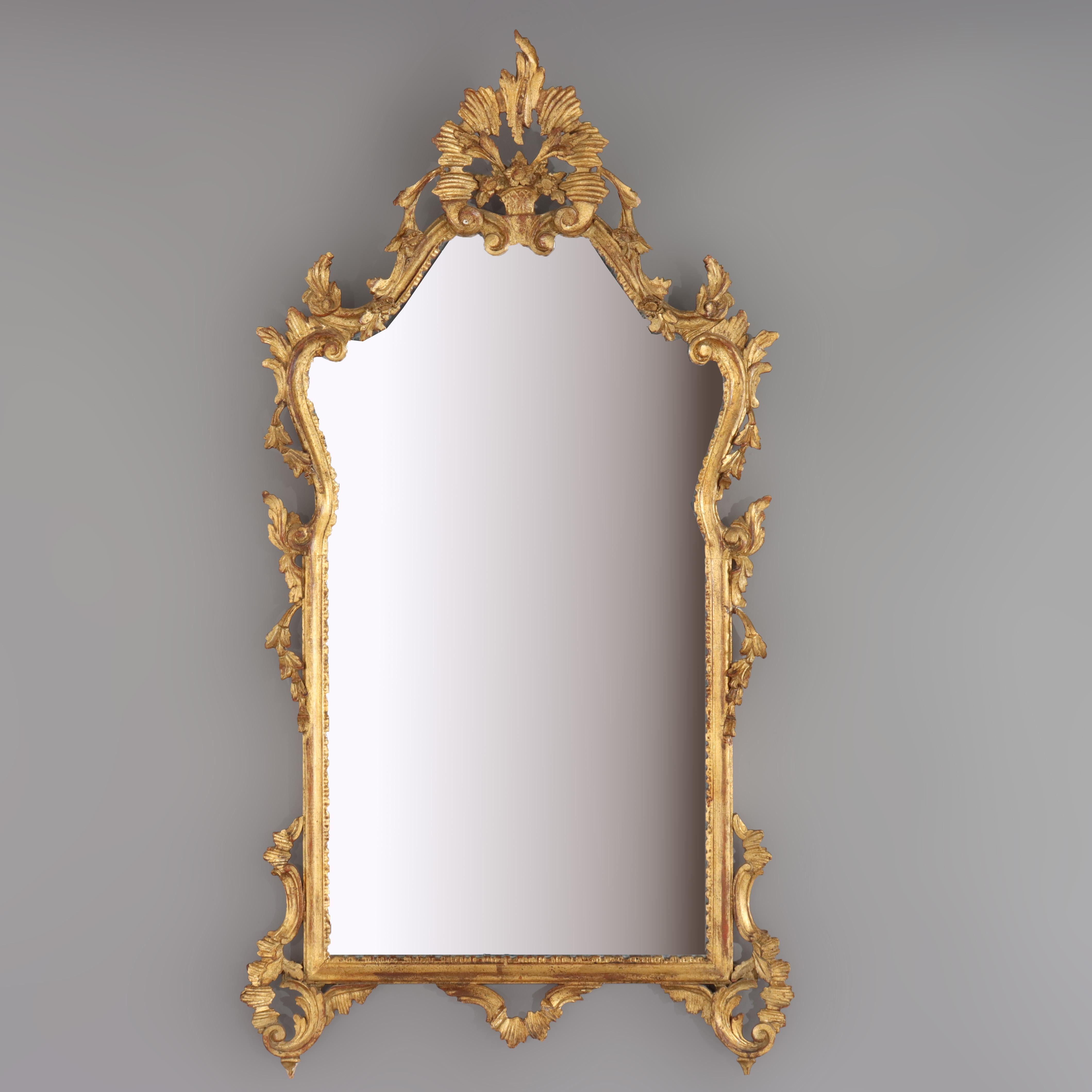 Pair of Antique French Louis XIV Gilt Wood Mirrors C1920 For Sale 8