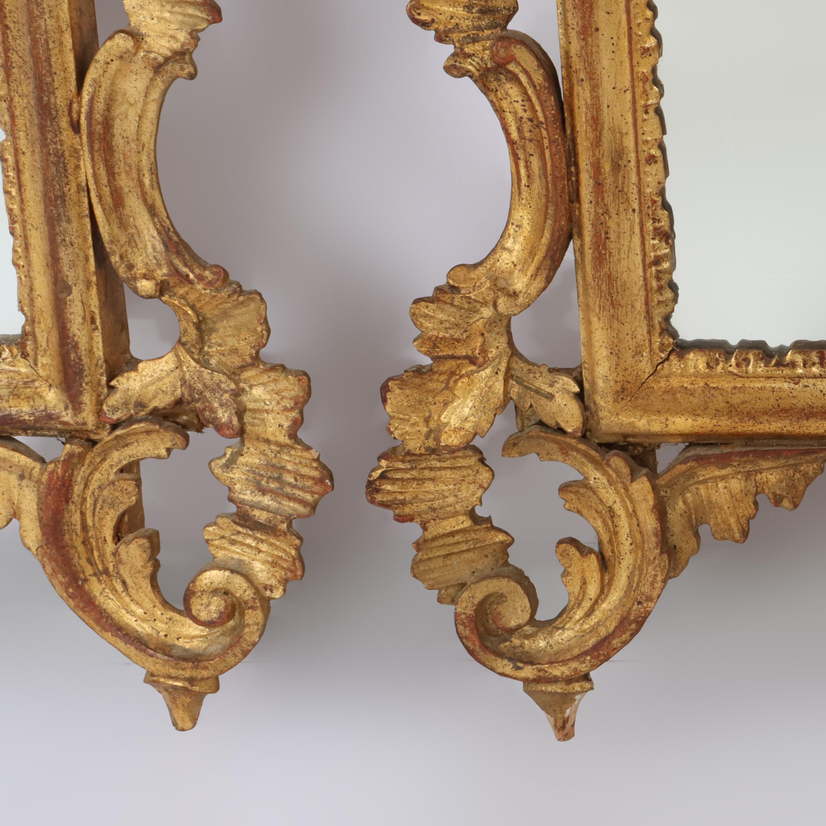 Giltwood Pair of Antique French Louis XIV Gilt Wood Mirrors C1920 For Sale