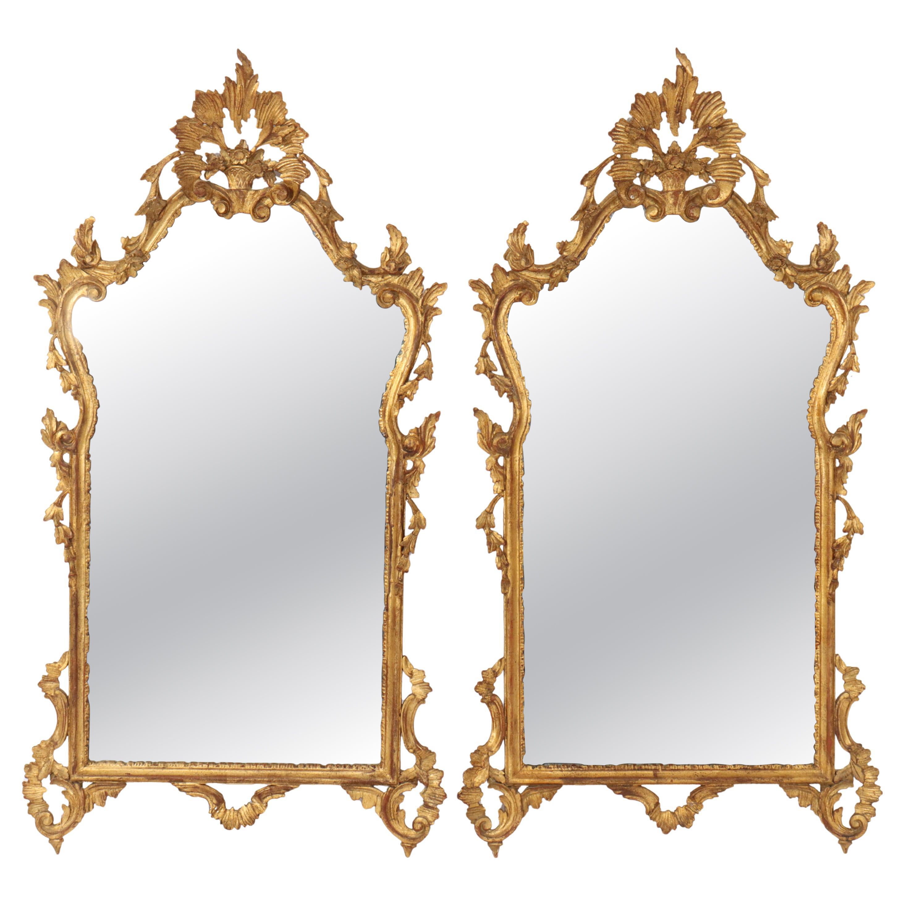 Pair of Antique French Louis XIV Gilt Wood Mirrors C1920 For Sale