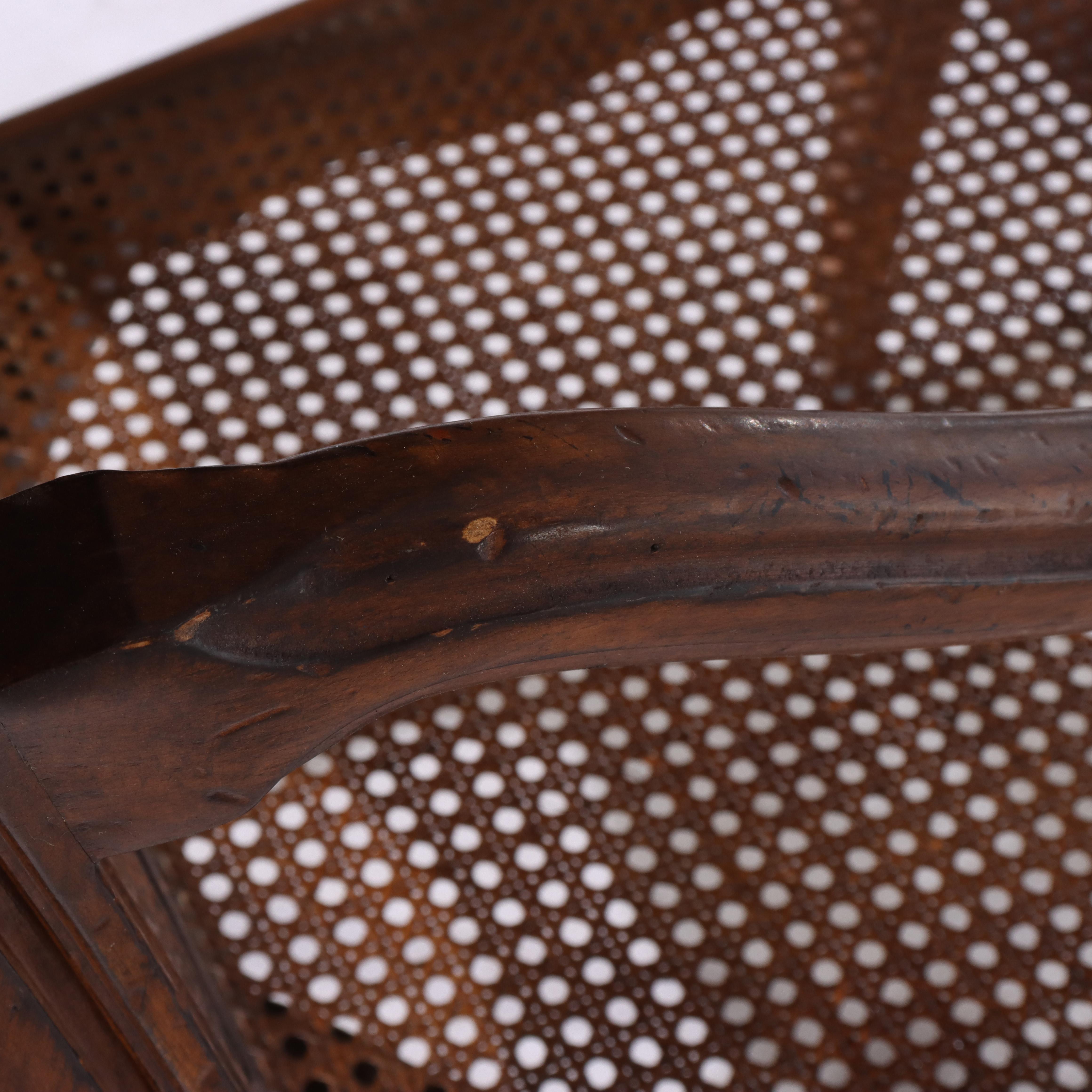 Pair of Antique French Louis XIV Walnut & Pressed Cane Armchairs 20thC in vendita 3