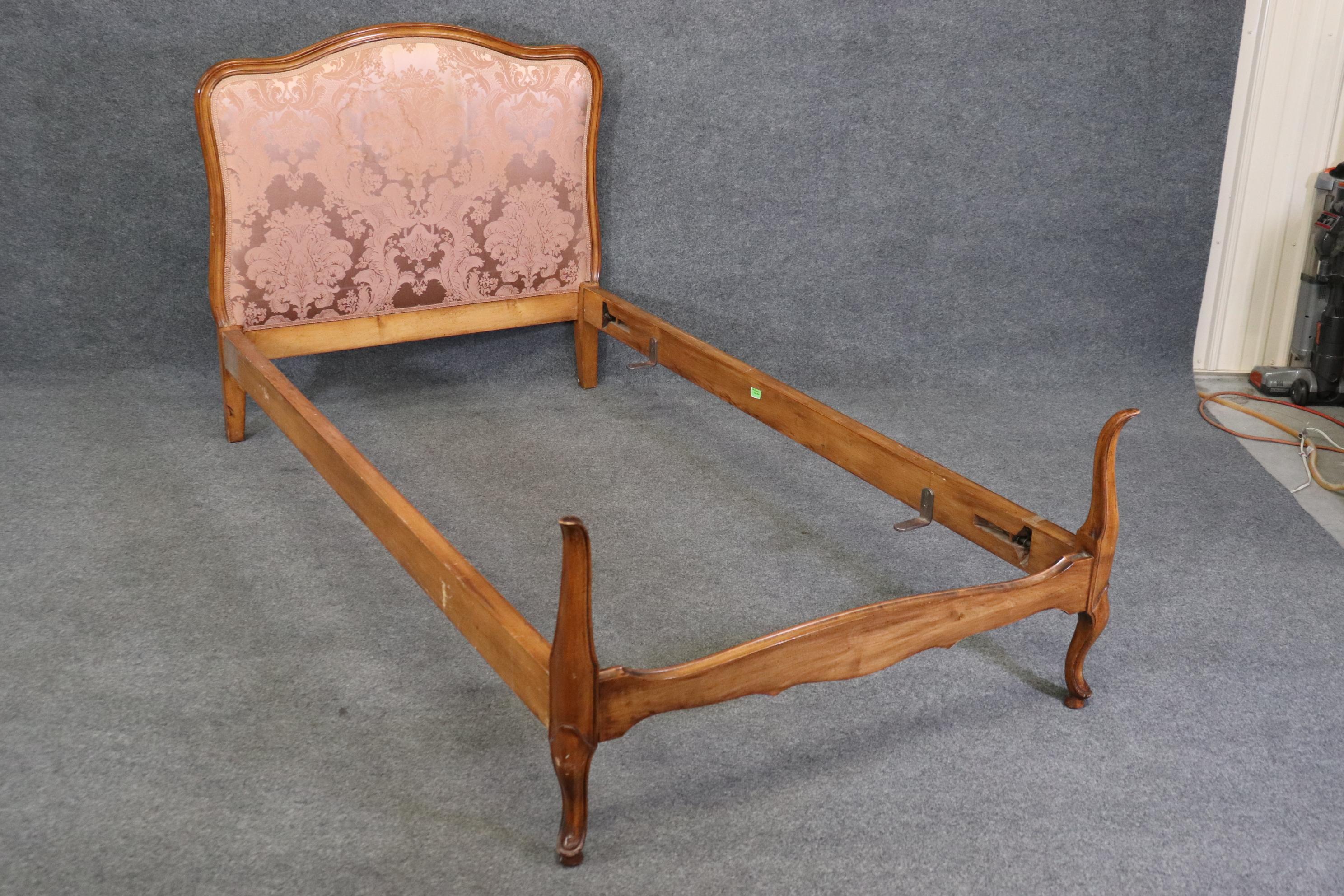 Pair of Antique French Louis XV Carved Walnut Twin Size Single Beds 1