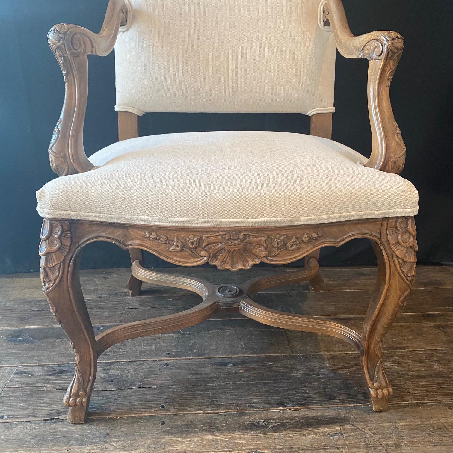 Upholstery Pair of Antique French Louis XV Fauteuils or Armchairs  For Sale