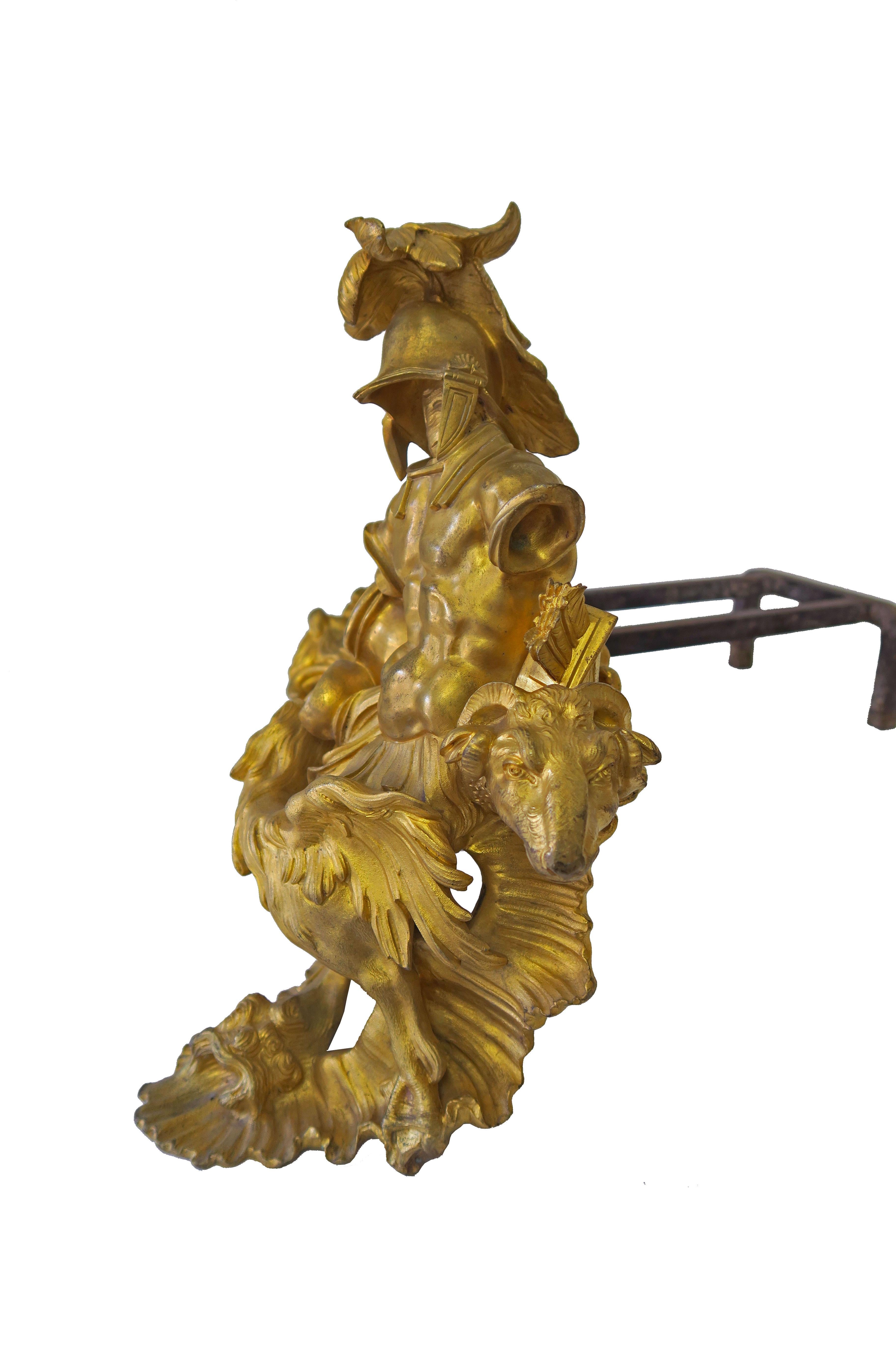 Pair of Antique French Louis XV Ormolu Chenets, France, Circa 1790 6