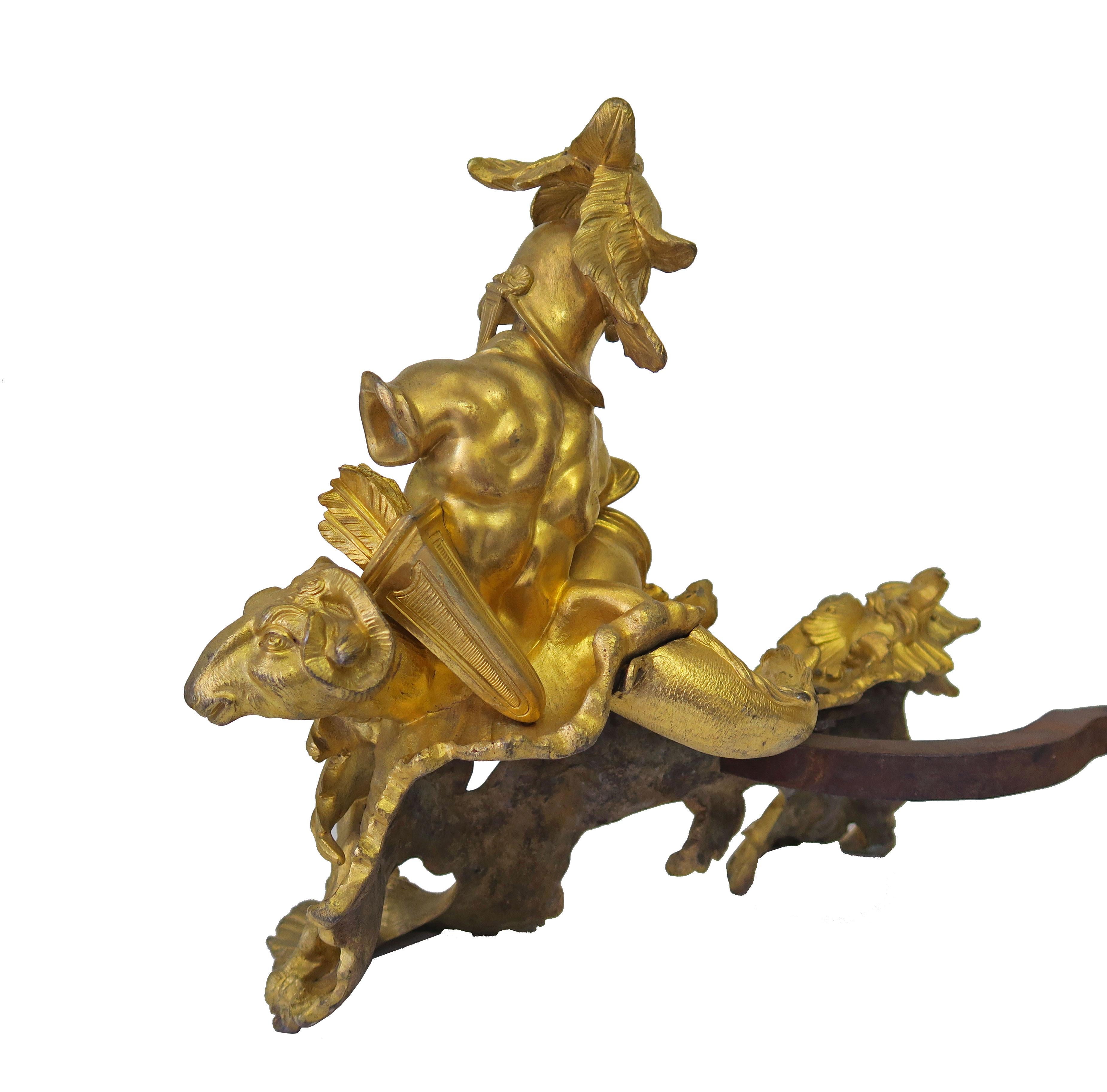Pair of Antique French Louis XV Ormolu Chenets, France, Circa 1790 2
