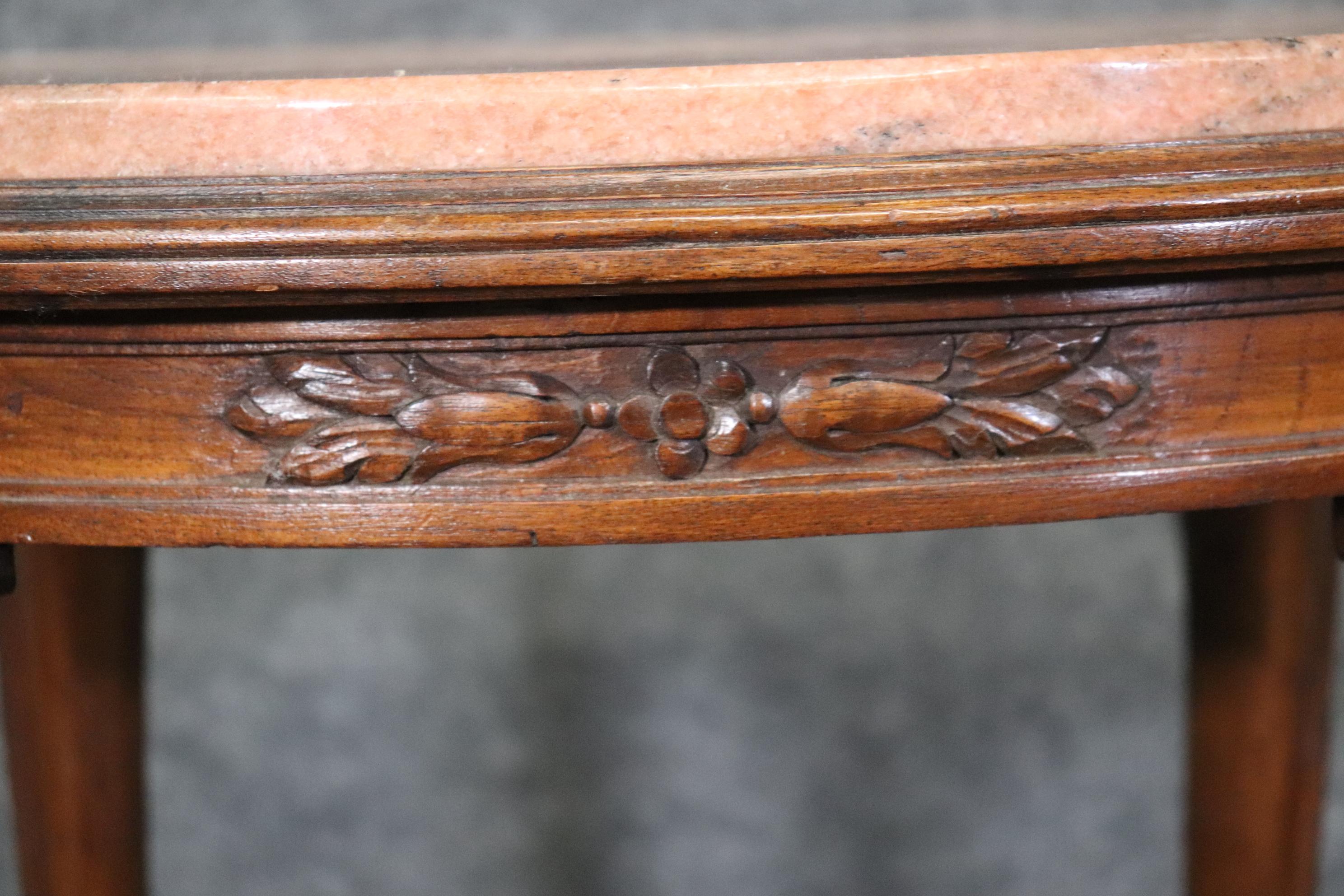 Pair of Antique French Louis XV Style Granite Top End Tables 4