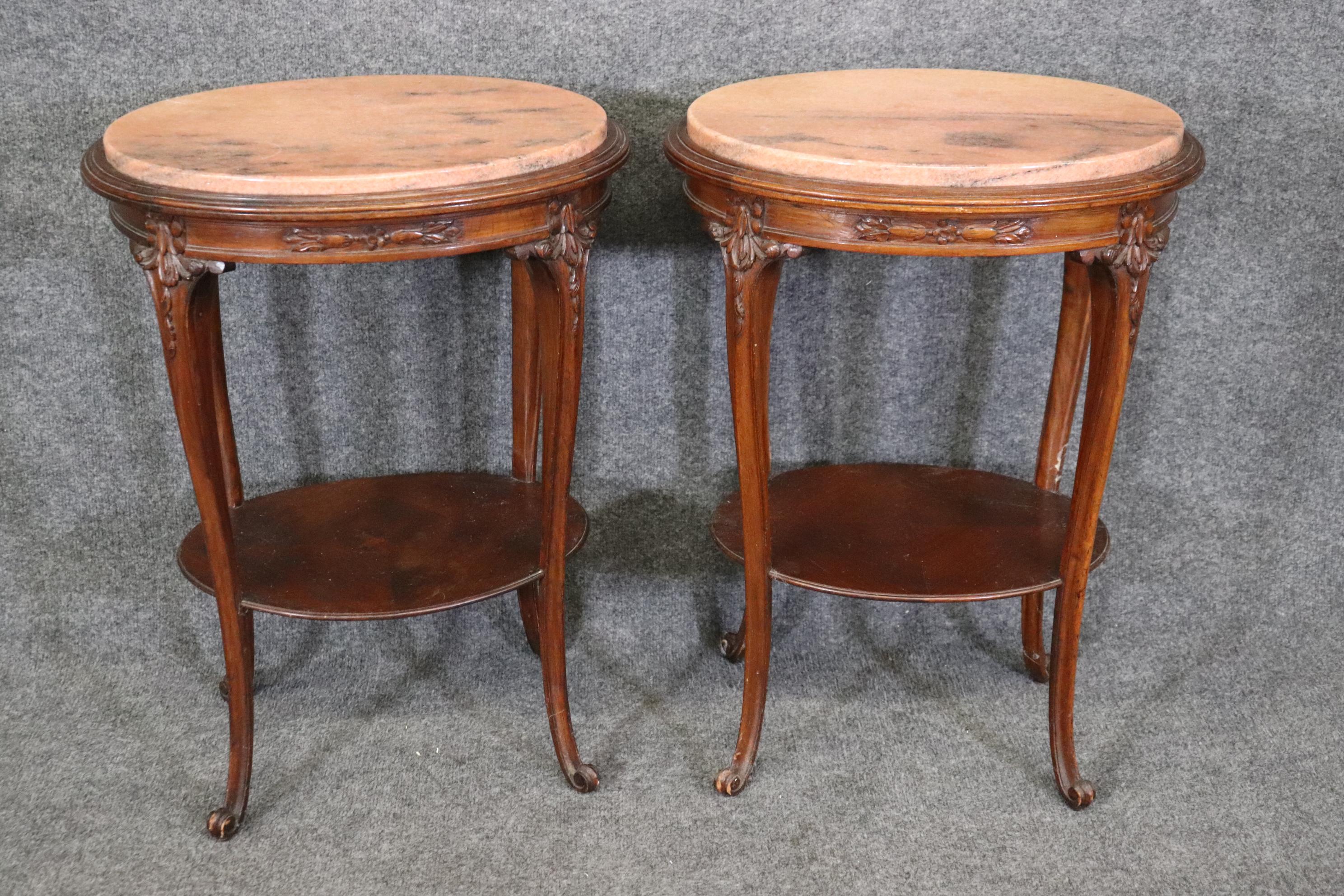 Dimensions: Height: 25 1/2 in Width: 18 3/4 in Depth: 15 in 

This pair of Louis XV style granite top end tables is made of the highest quality and are perfect if you are looking to bring something into your home that nobody else will have! If you