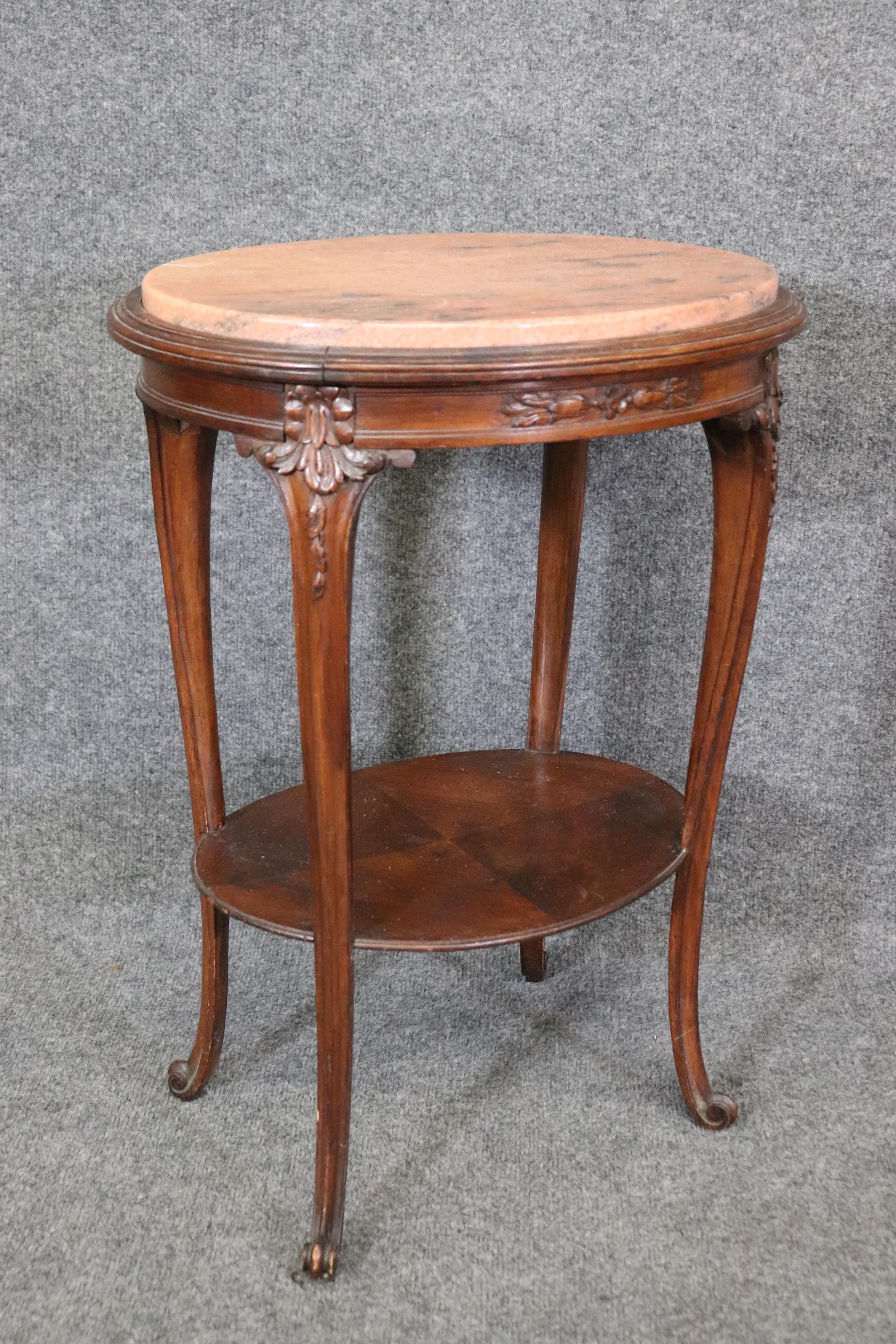 20th Century Pair of Antique French Louis XV Style Granite Top End Tables