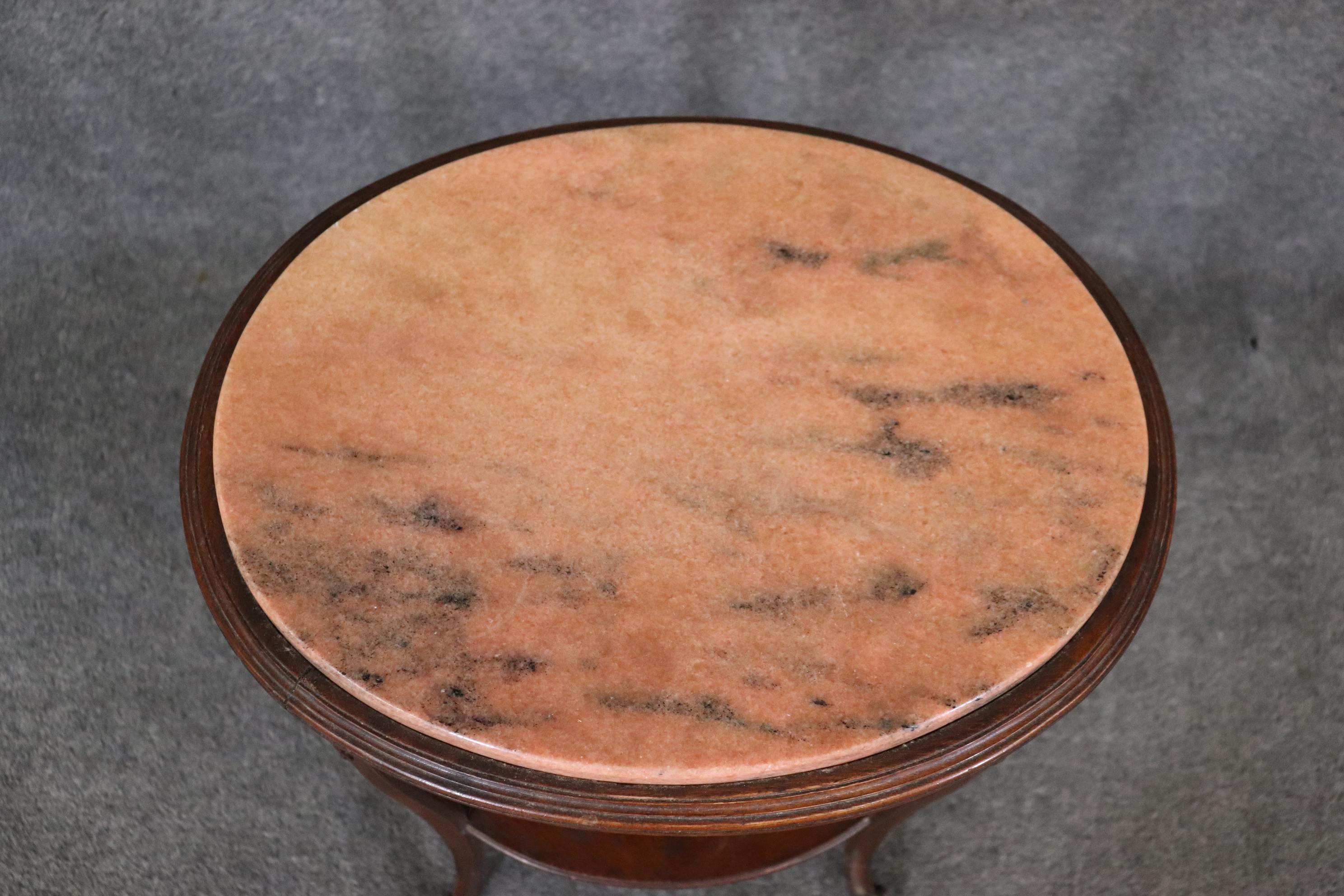 Pair of Antique French Louis XV Style Granite Top End Tables 1