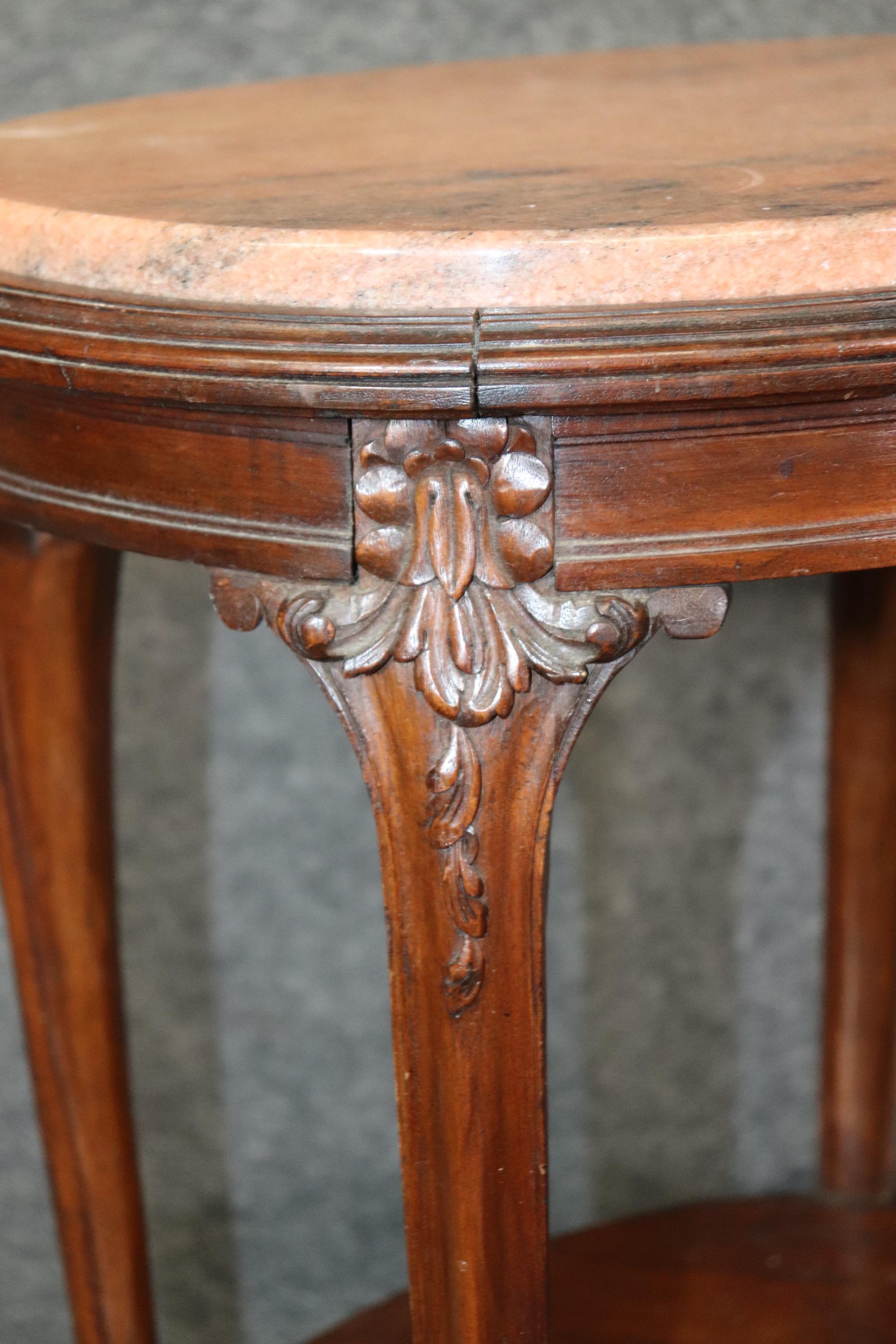 Pair of Antique French Louis XV Style Granite Top End Tables 2