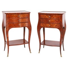 Pair of Antique French Louis XV Style Inlaid Stands