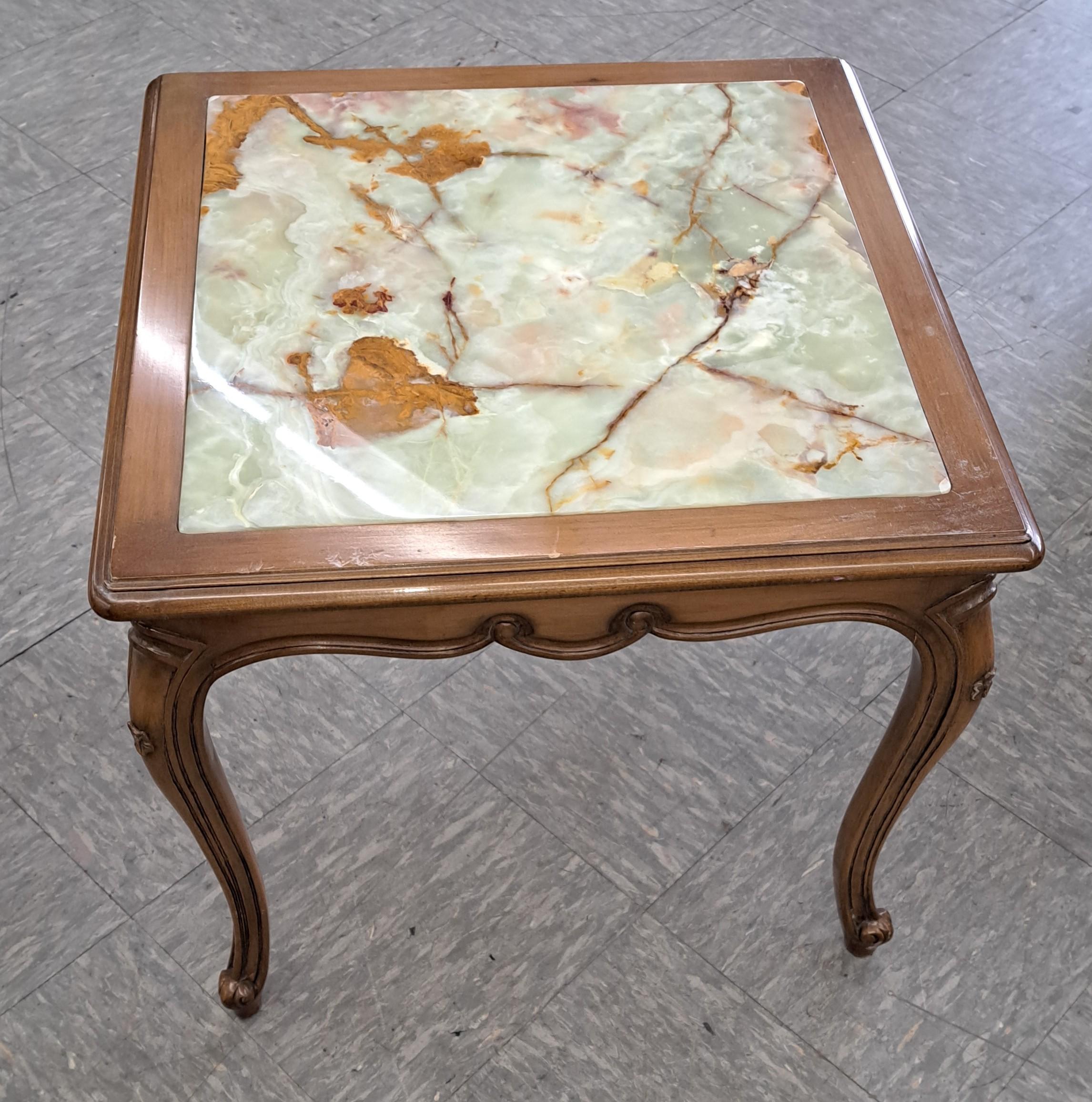 Pair of Antique French Louis XV Style Marble Top Side Tables In Good Condition For Sale In Weymouth, MA