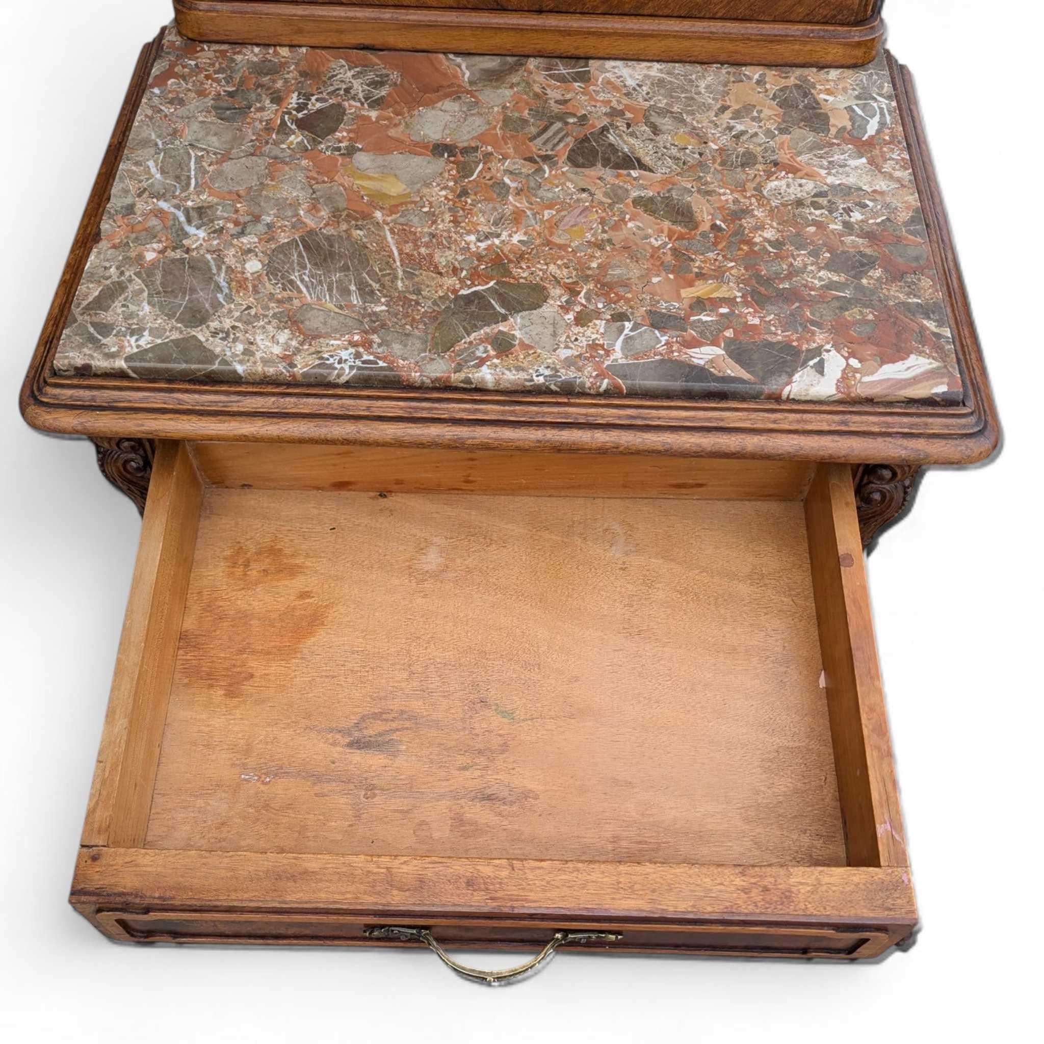 Pair of Antique French Louis XV Style Nightstands with Marble Tops, circa 1900 For Sale 5