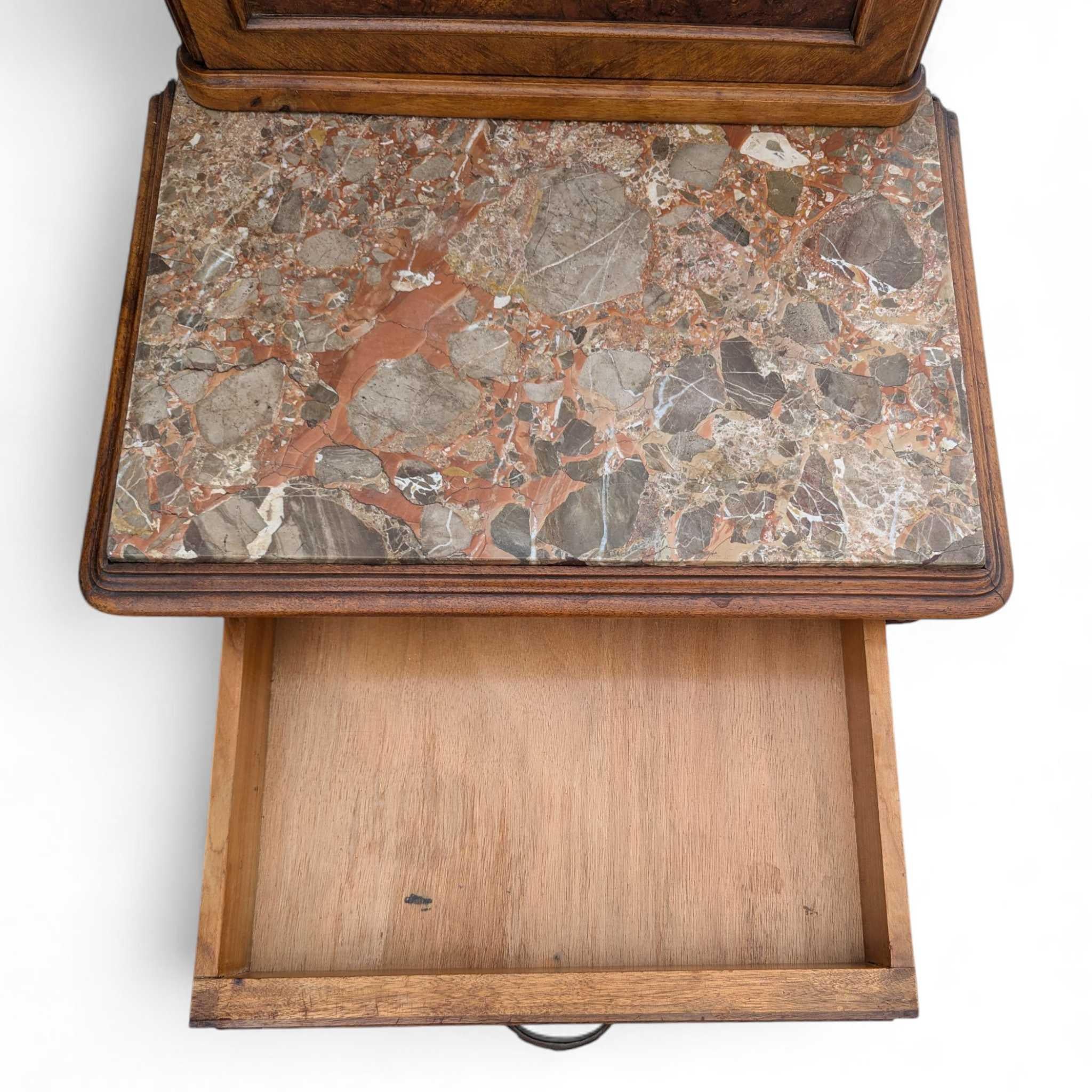 Pair of Antique French Louis XV Style Nightstands with Marble Tops, circa 1900 For Sale 6