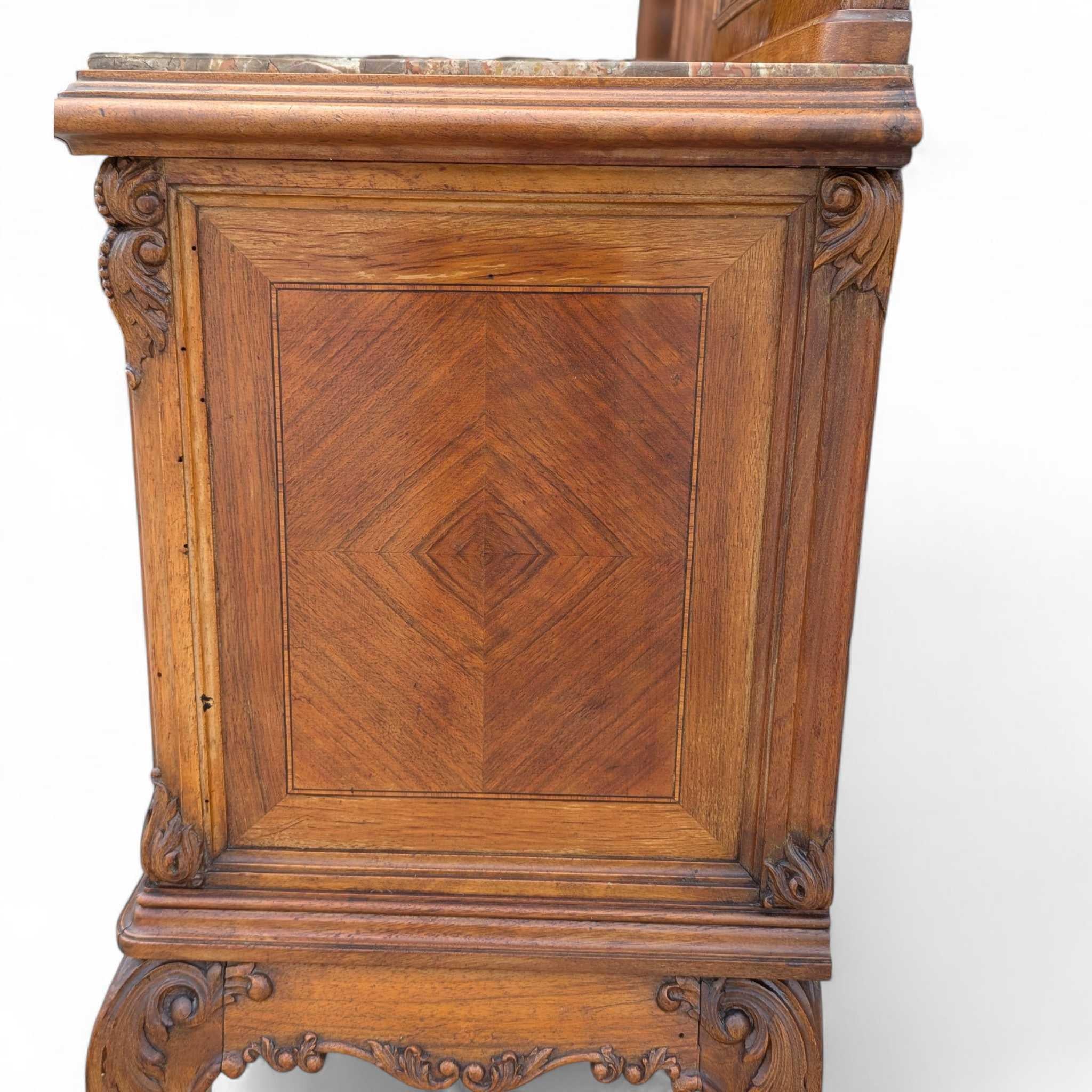 Pair of Antique French Louis XV Style Nightstands with Marble Tops, circa 1900 For Sale 11