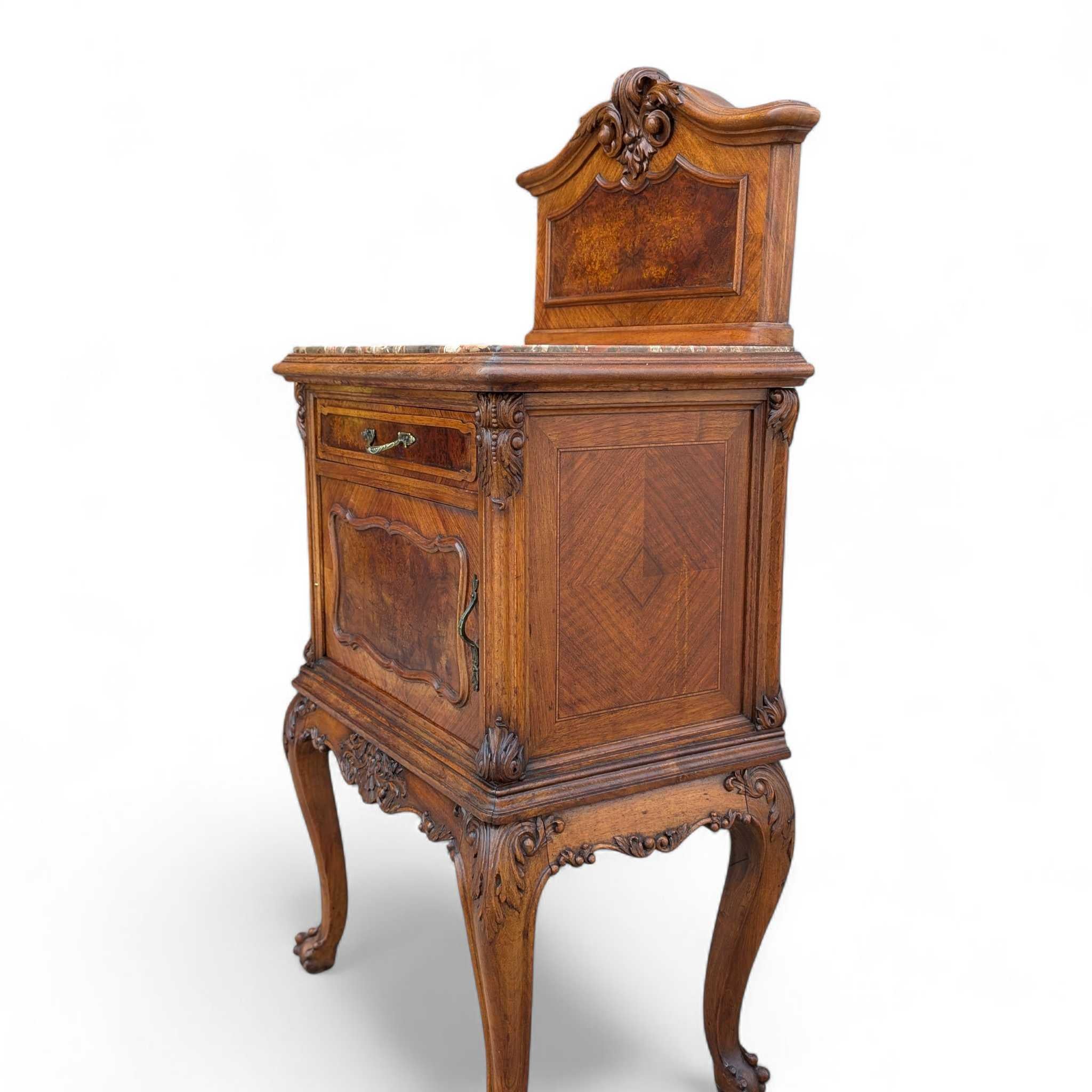 Pair of Antique French Louis XV Style Nightstands with Marble Tops, circa 1900 For Sale 13