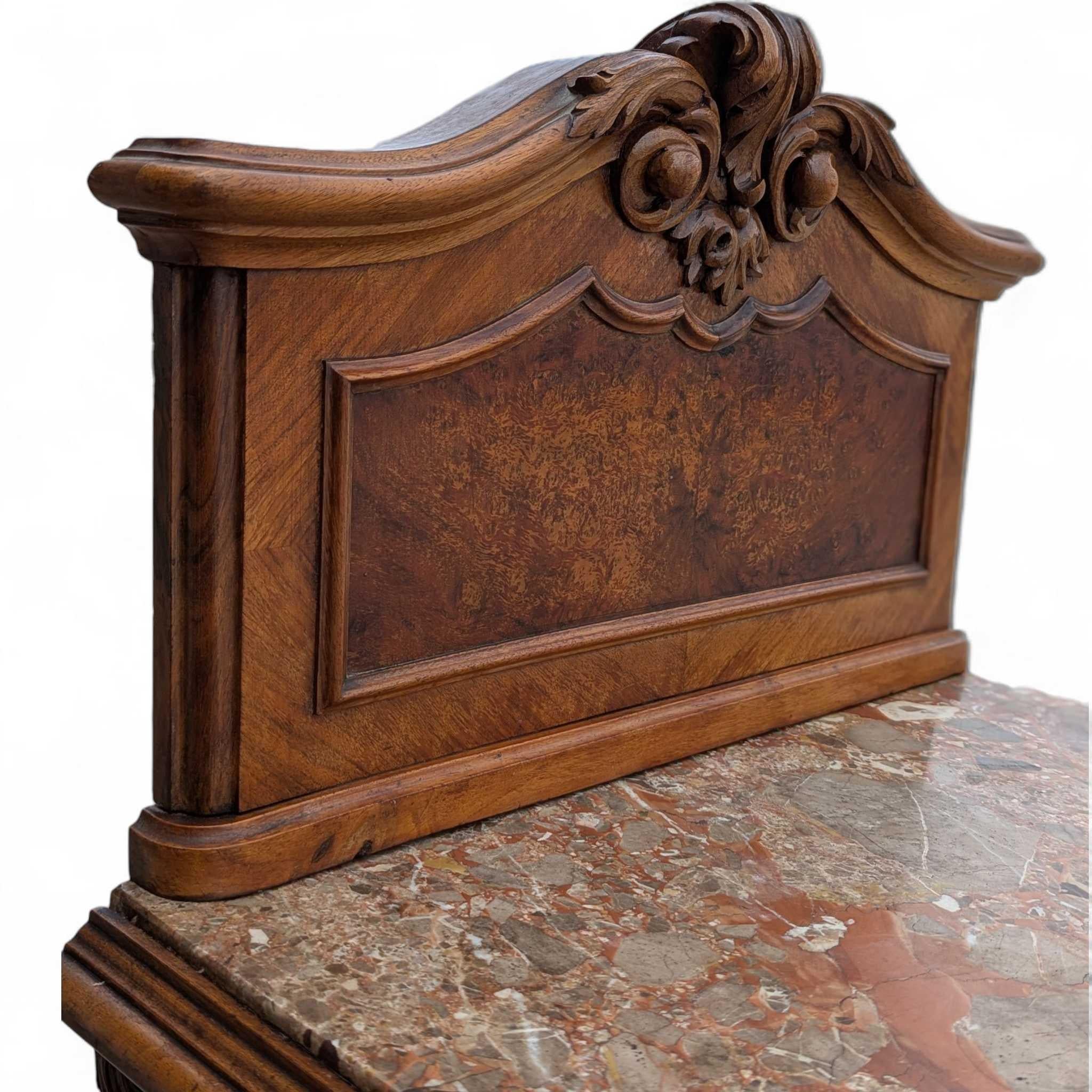 Pair of Antique French Louis XV Style Nightstands with Marble Tops, circa 1900 For Sale 2