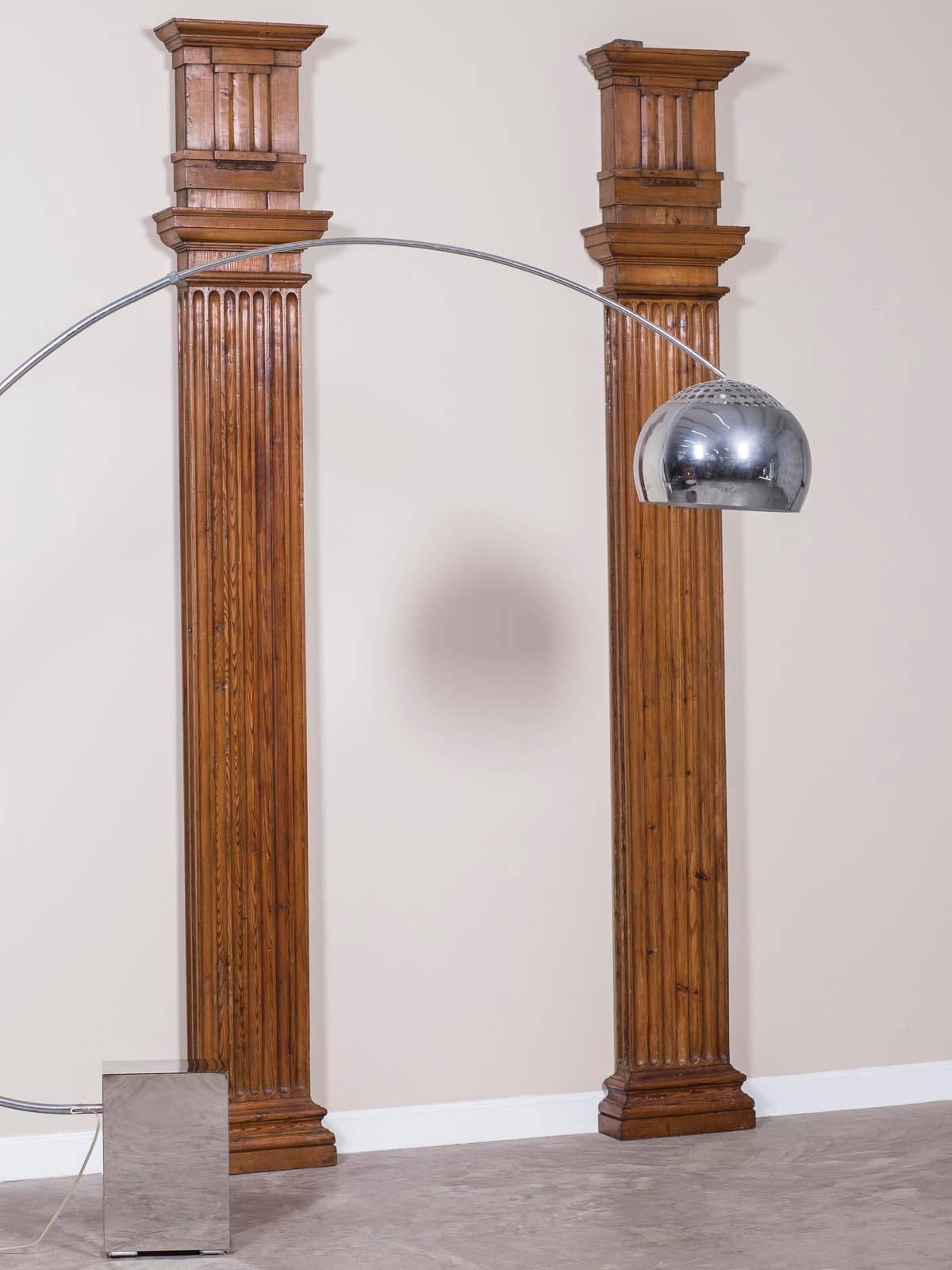 Pair of antique French Louis XVI period architectural pine pilasters from France, circa 1790 originally part of the Boiserie in the library of a chateau in the west of France. The exceptional scale of these antique French pilasters is impressive as