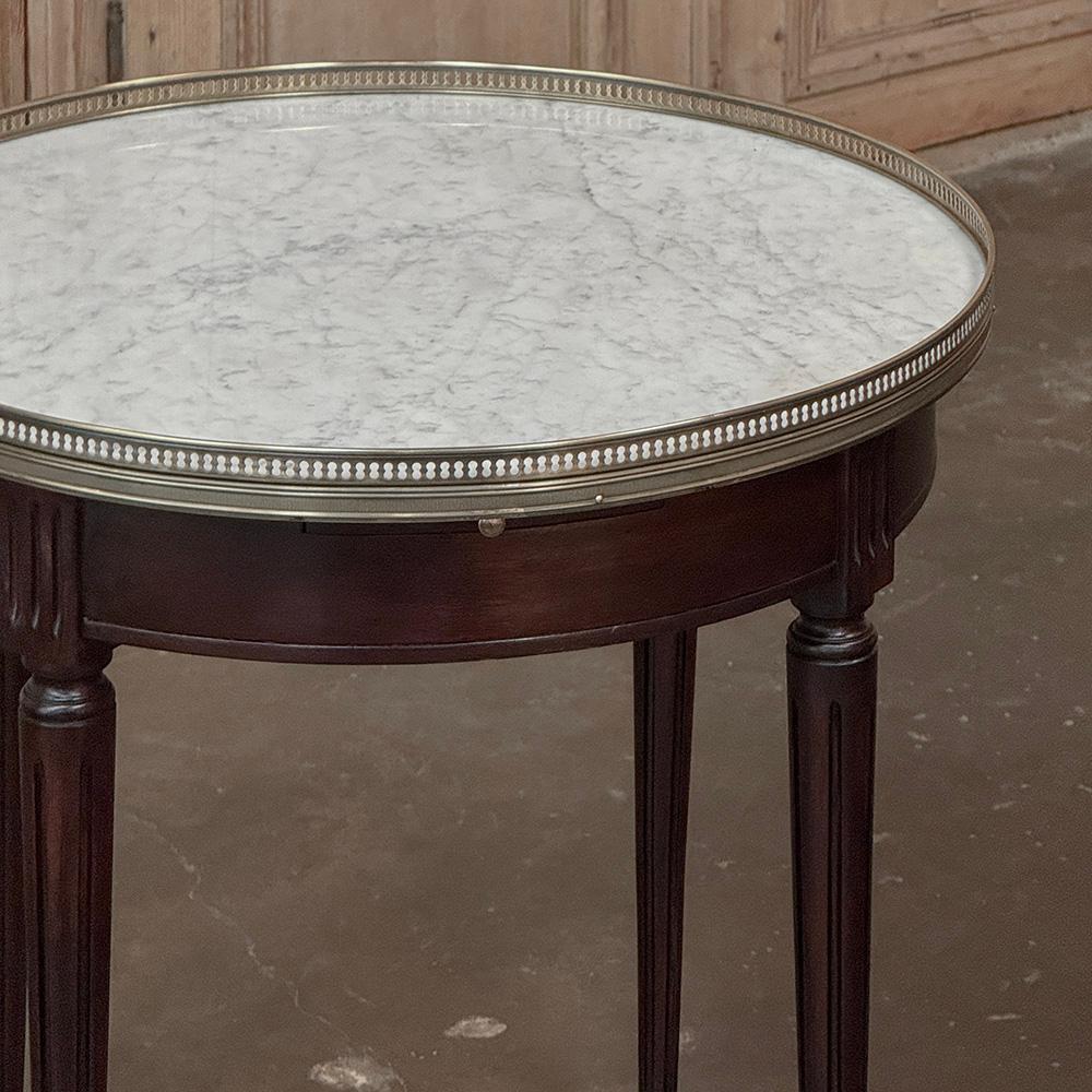 COPPIA di Tavoli Bouillotte con piano in marmo di Antique French Louis XVI in vendita 2