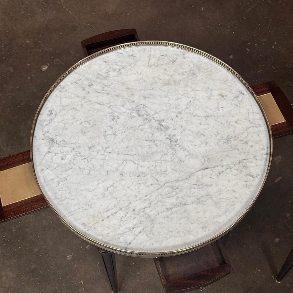 COPPIA di Tavoli Bouillotte con piano in marmo di Antique French Louis XVI in vendita 10