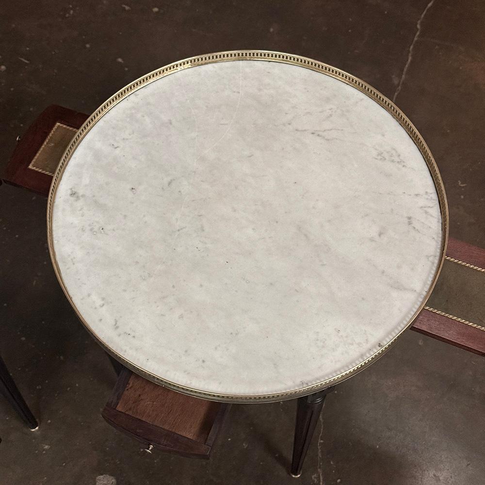 COPPIA di Tavoli Bouillotte con piano in marmo di Antique French Louis XVI in vendita 11