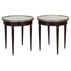 COPPIA di Tavoli Bouillotte con piano in marmo di Antique French Louis XVI
