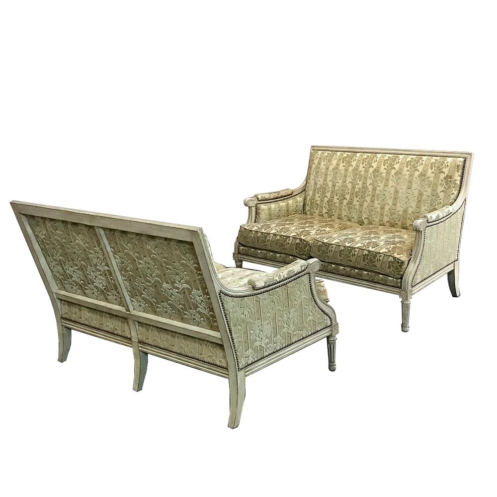 Pair of Antique French Louis XVI Painted Sofas