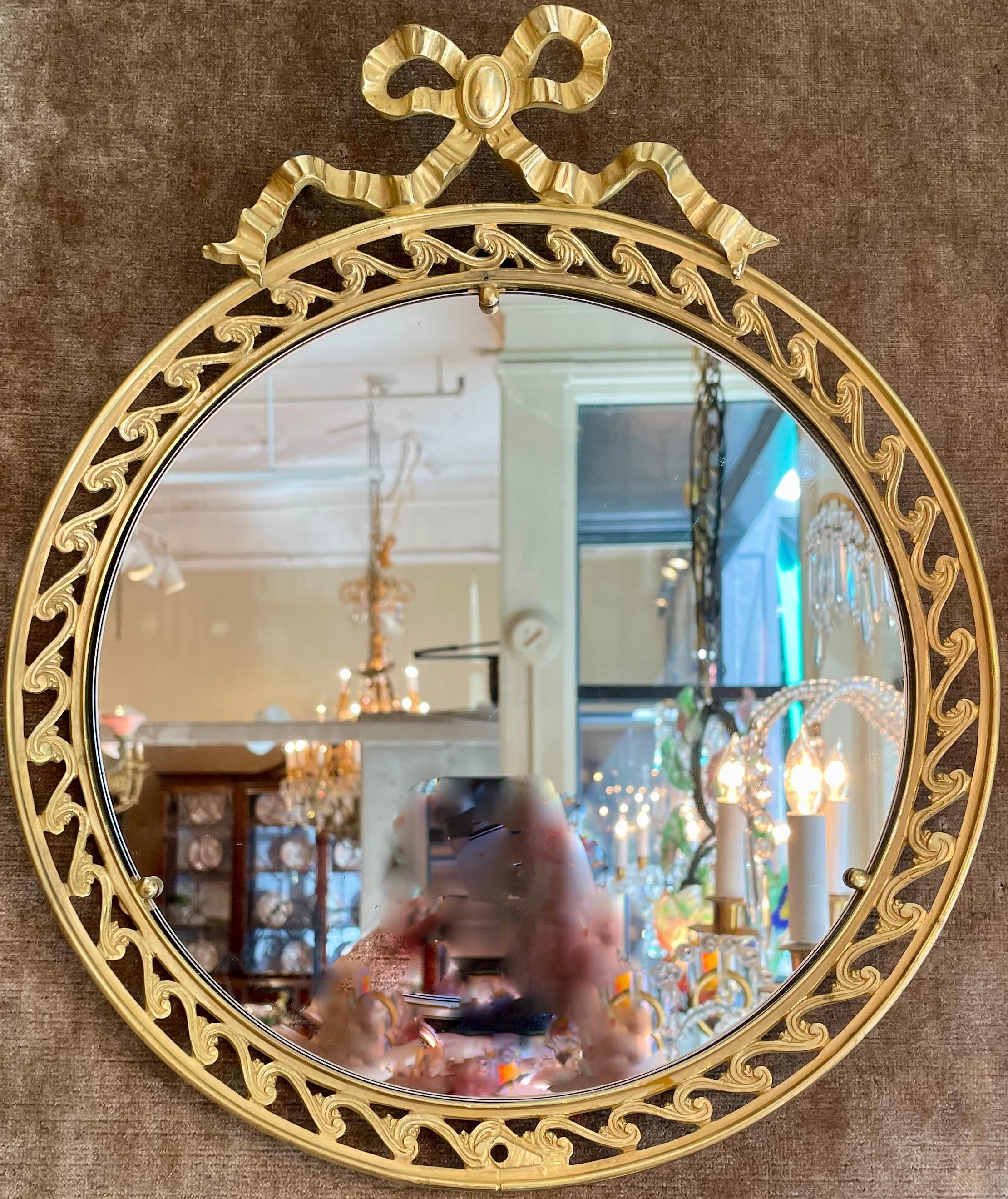Pair of Antique French Louis XVI Style Bronze D'Oré Framed Mirrors, Circa 1900's In Good Condition For Sale In New Orleans, LA
