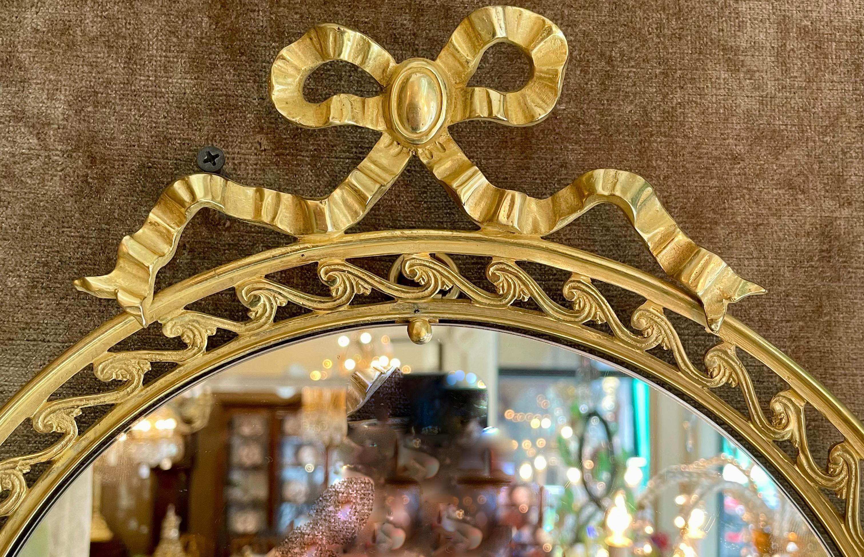 Pair of Antique French Louis XVI Style Bronze D'Oré Framed Mirrors, Circa 1900's For Sale 1