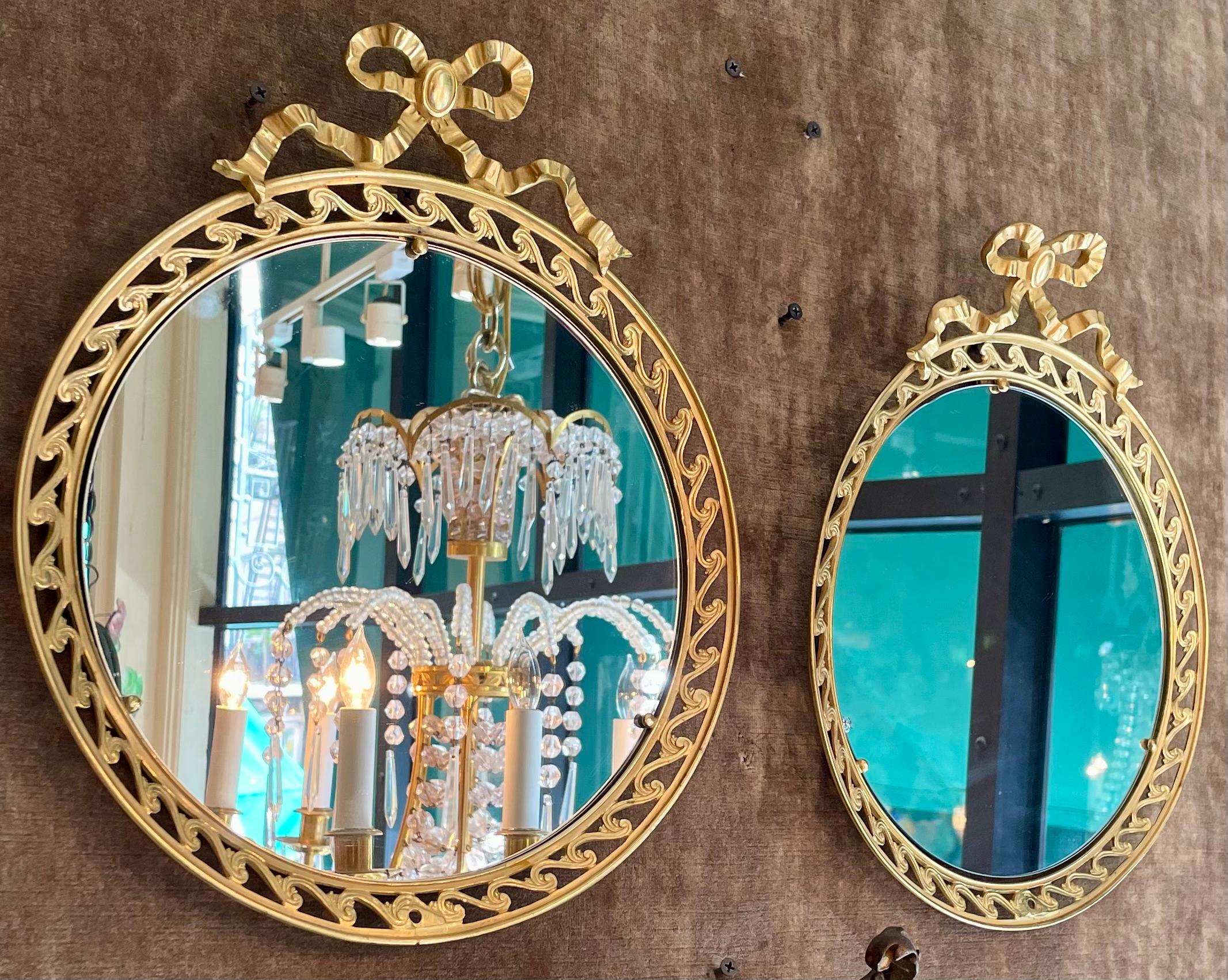 Pair of Antique French Louis XVI Style Bronze D'Oré Framed Mirrors, Circa 1900's For Sale 2