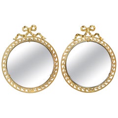 Pair of Antique French Louis XVI Style Bronze D'Oré Framed Mirrors, Circa 1900's