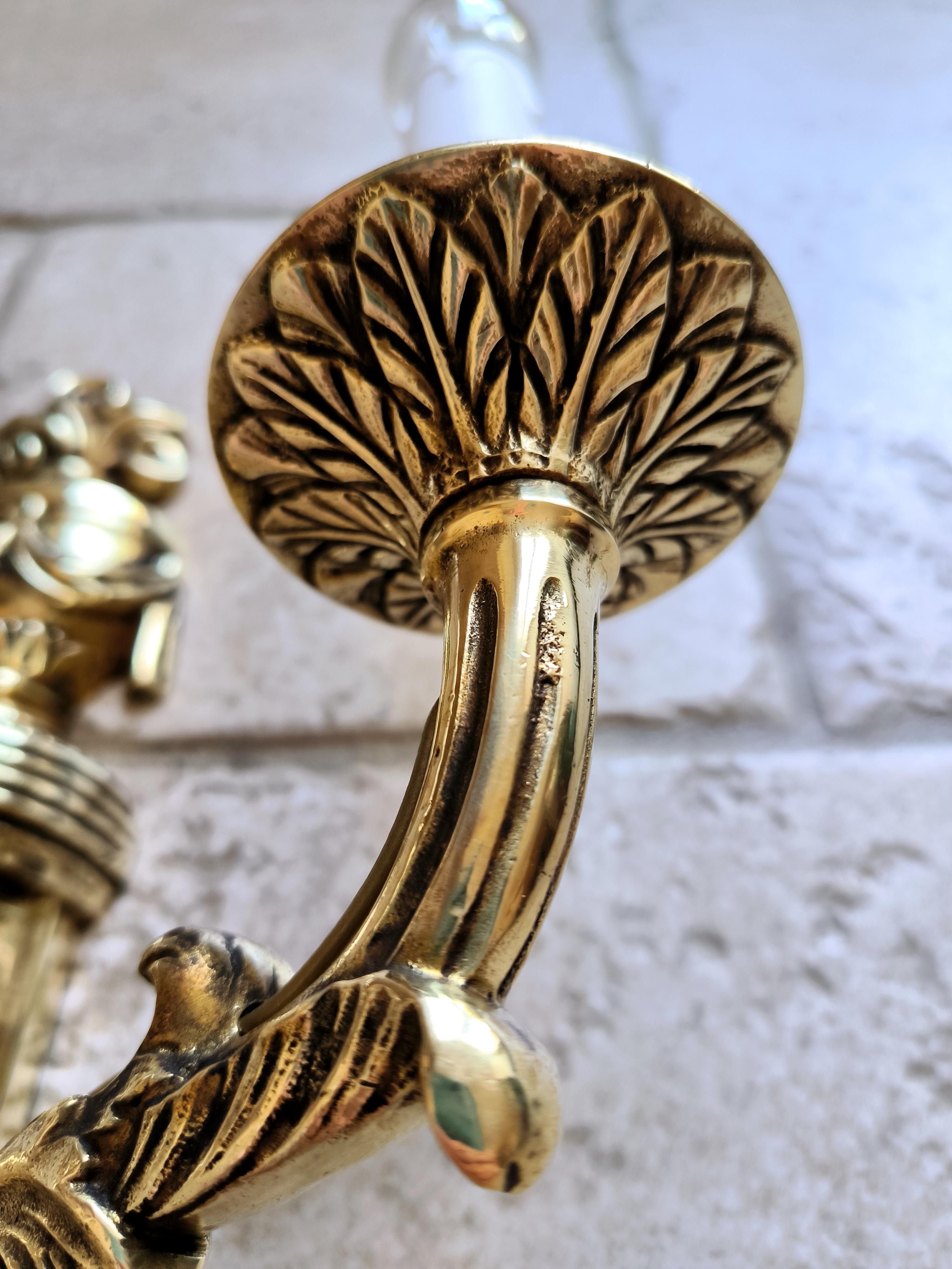 Paire d'appliques anciennes, françaises, de style Louis XVI, en bronze. Début des années 1900. en vente 5