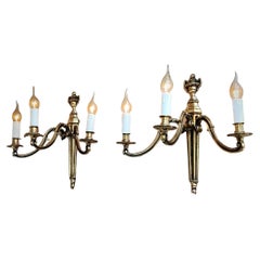 Pair of antique, French, Louis XVI style, bronze sconces. Circa early 1900s