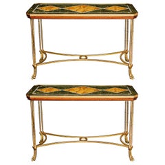 Pair of Antique French Louis XVI Style Gilt Bronze Side or Console Tables