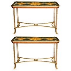 Pair of Antique French Louis XVI Style Gilt Bronze Side or Console Tables